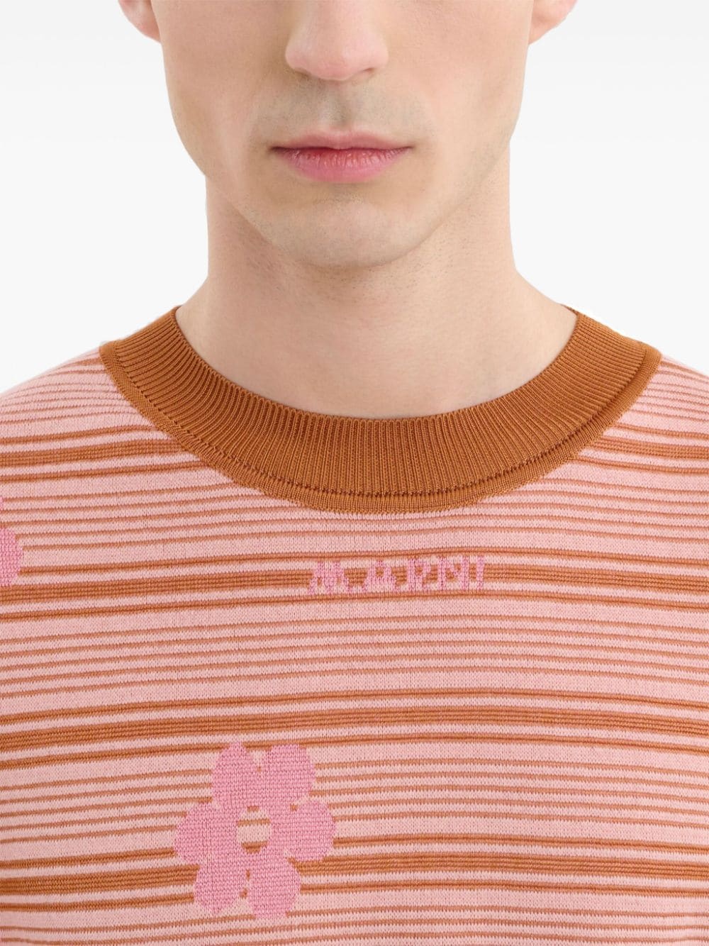 intarsia-logo knitted cotton T-shirt - 5