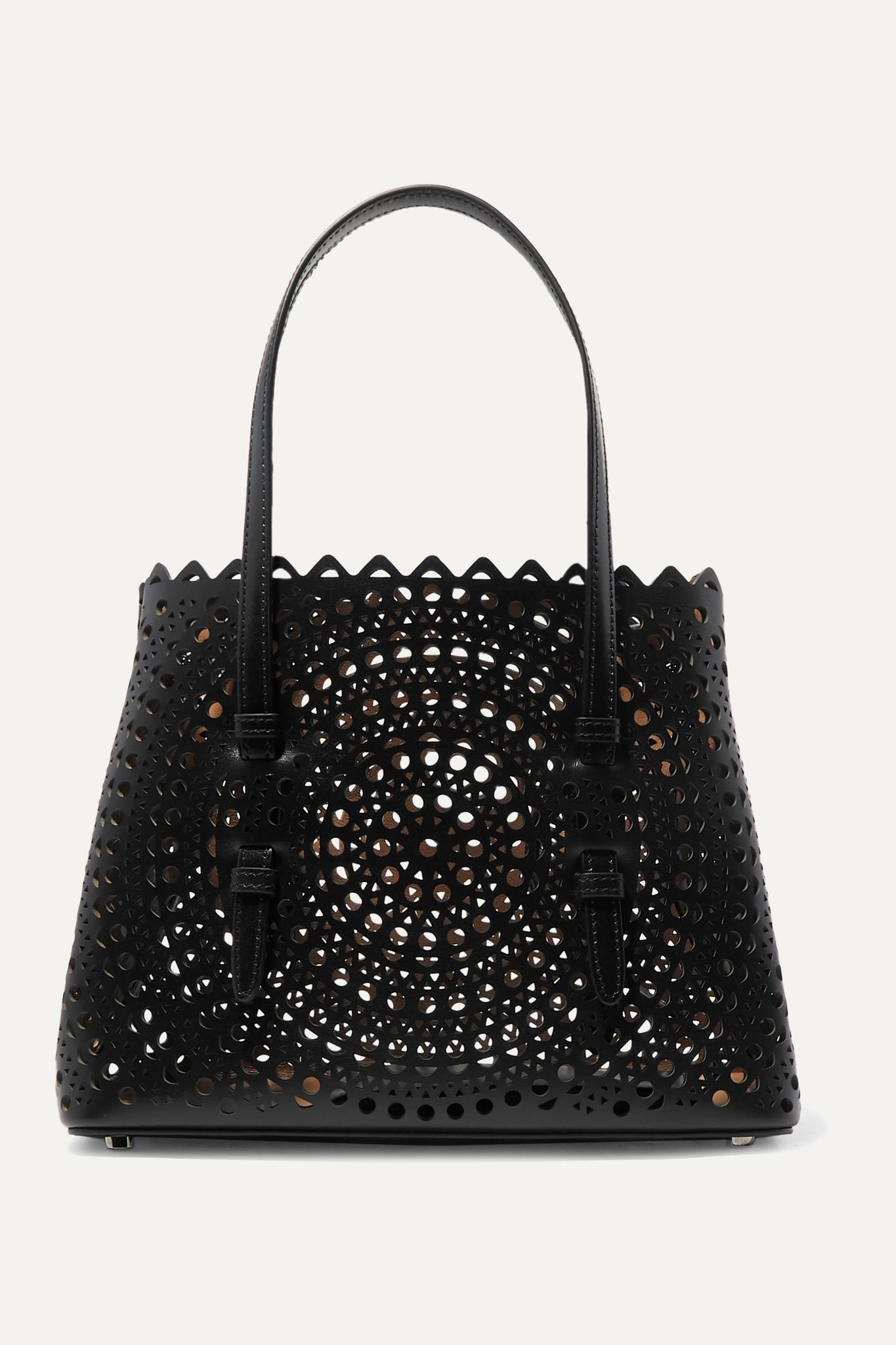 Mina small laser-cut leather tote - 1