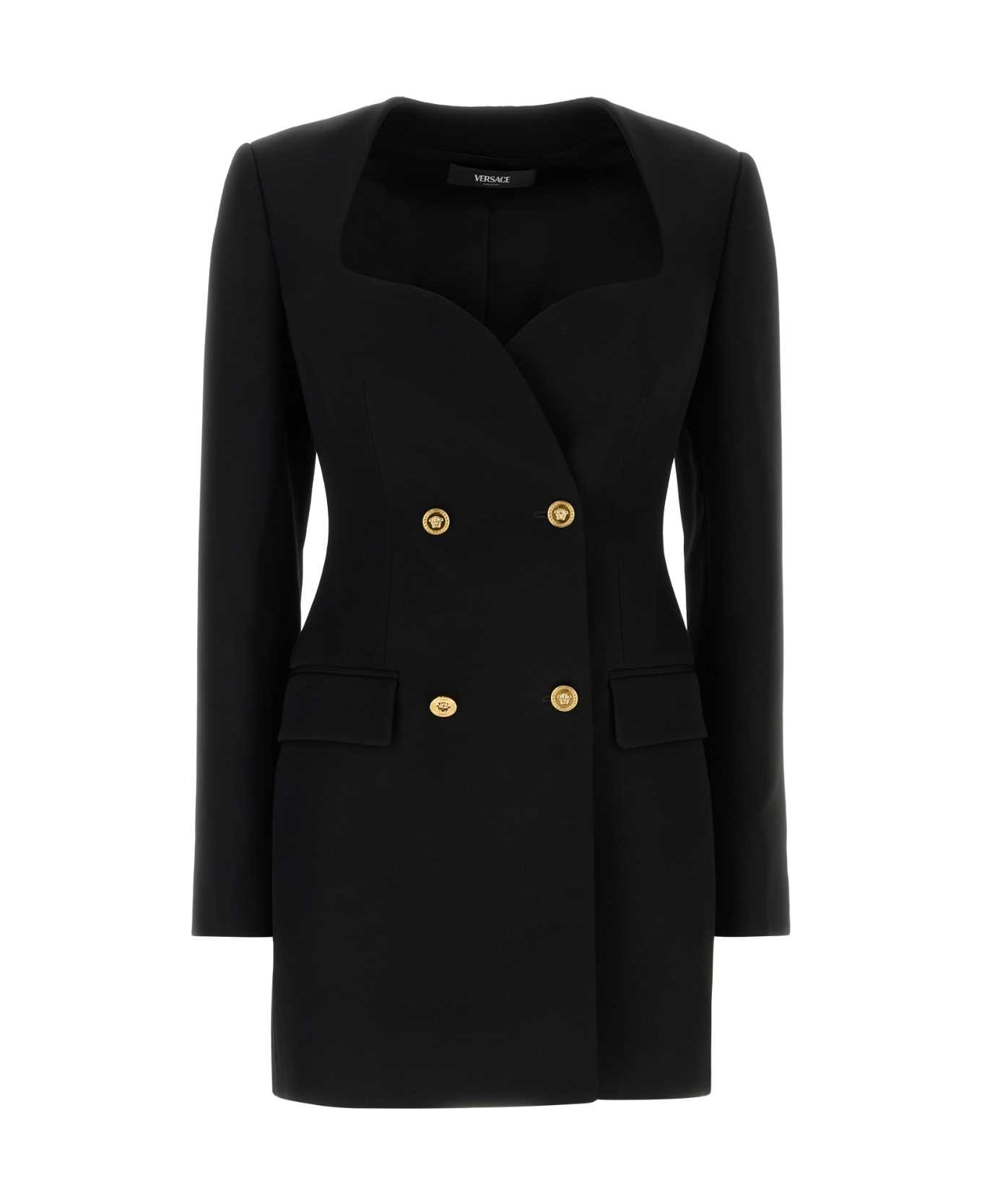 Black Wool Blazer Dress - 1