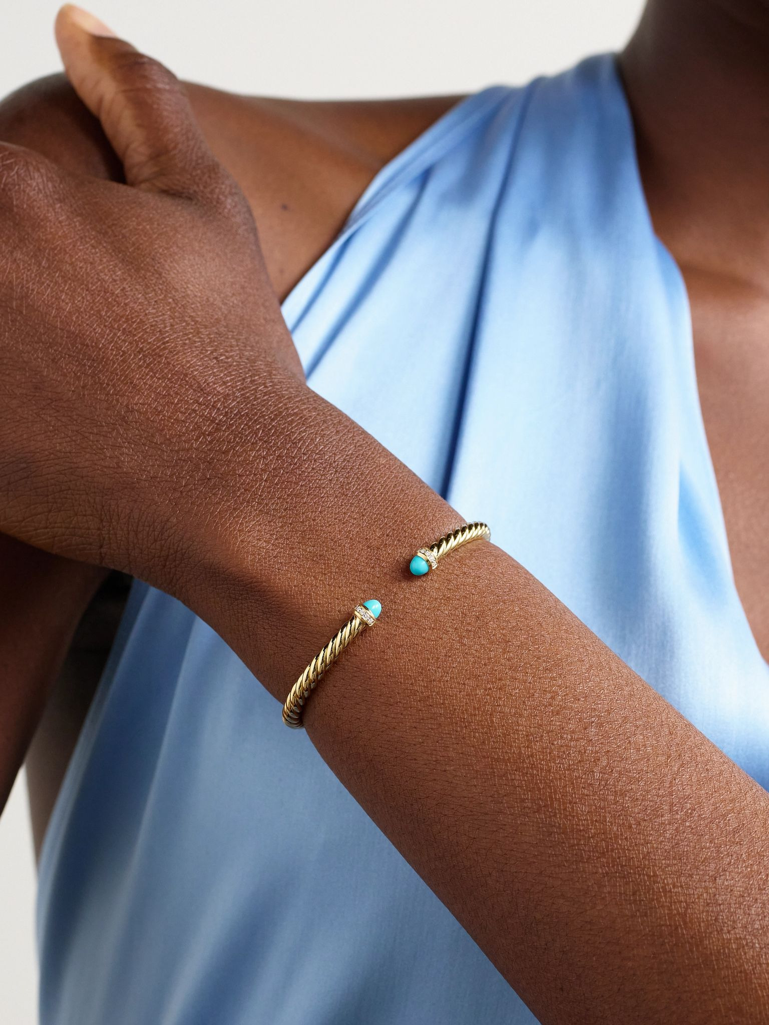 Cablespira® Flex 18-karat gold, turquoise and diamond cuff Turquoise - 2