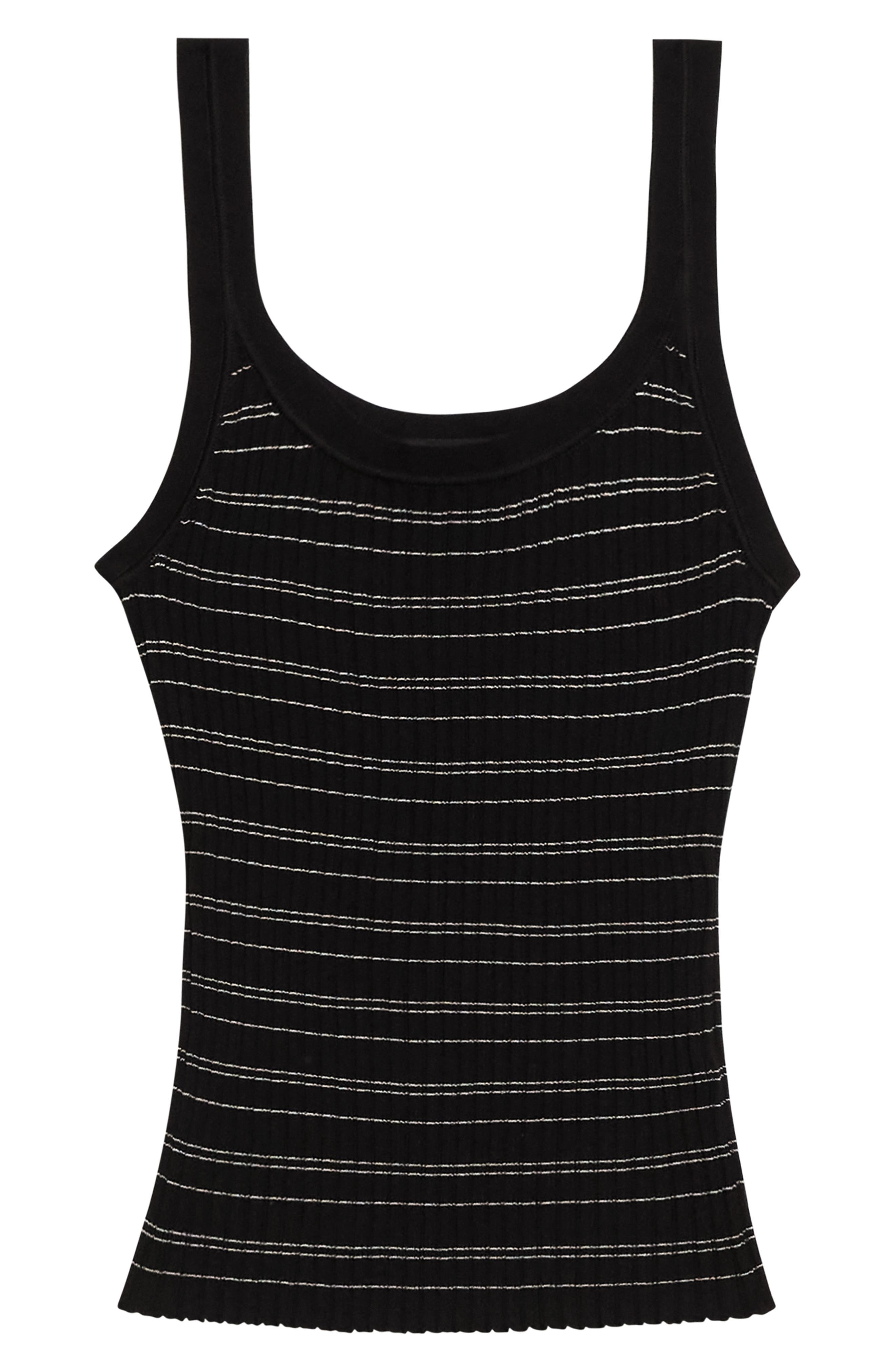 Theory Stripe Rib Tank in Black/White at Nordstrom - 5