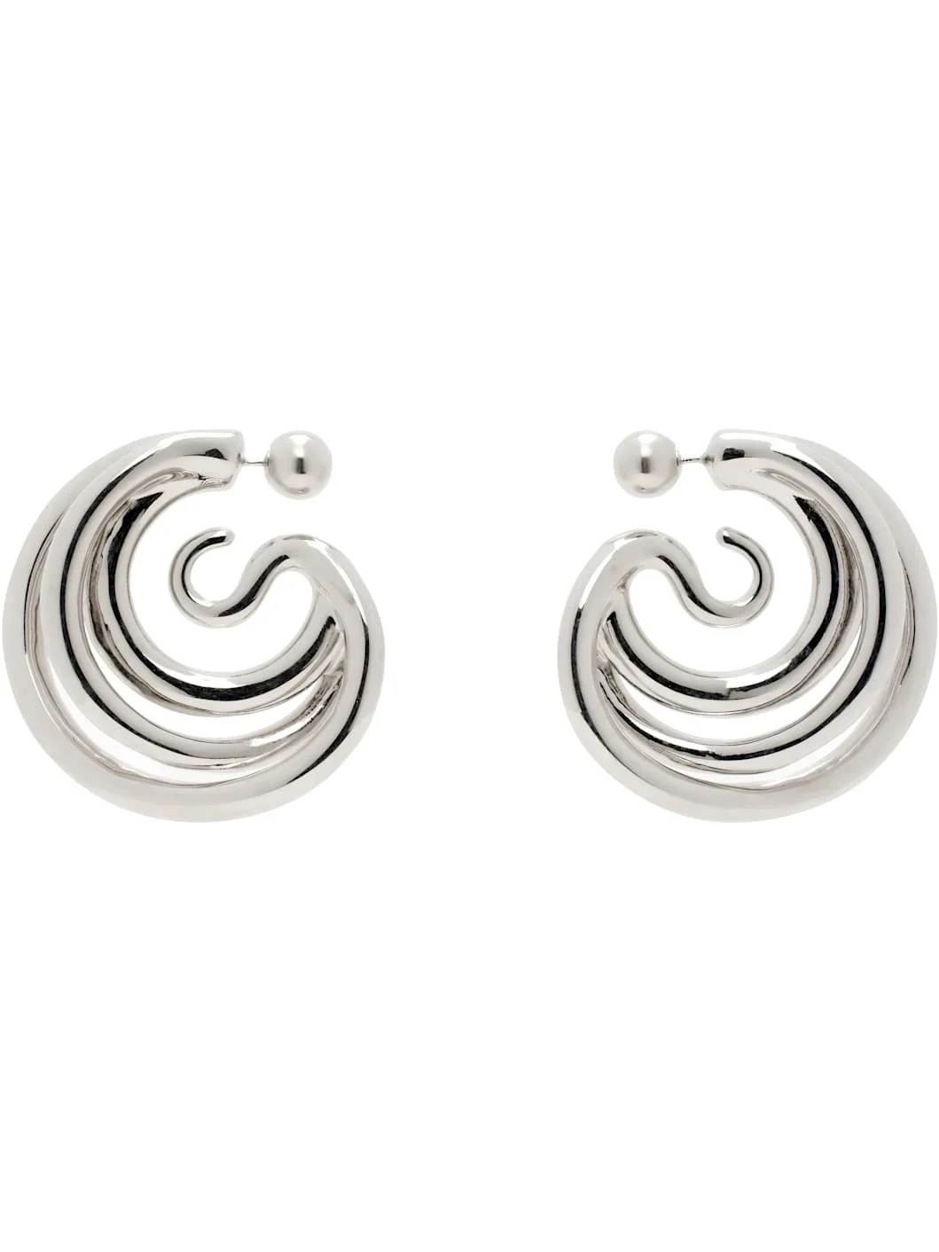 Silver Triptych Medium Earrings - 1