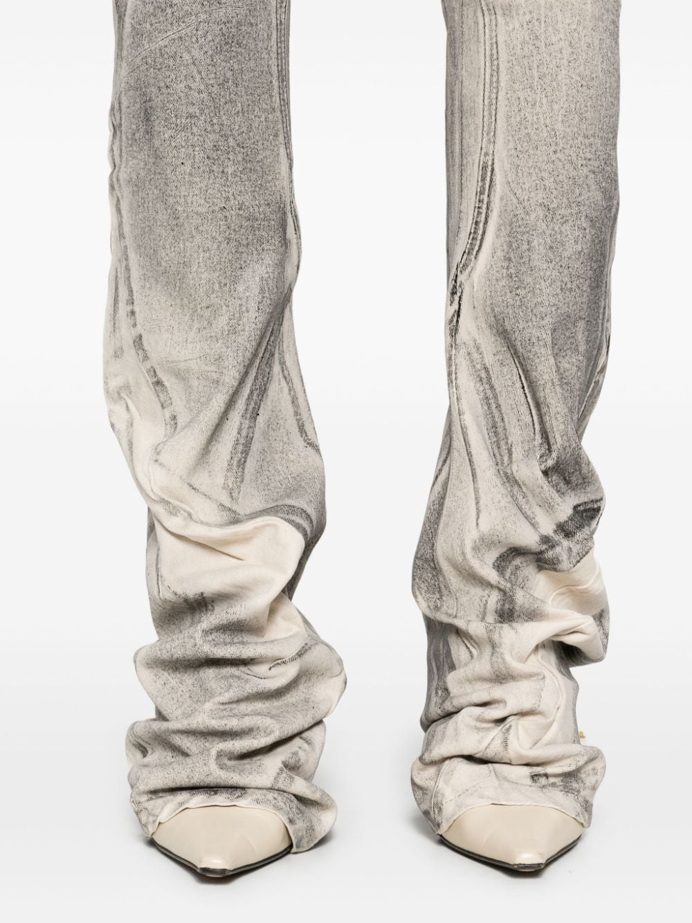 draped raw-cut jeans - 5