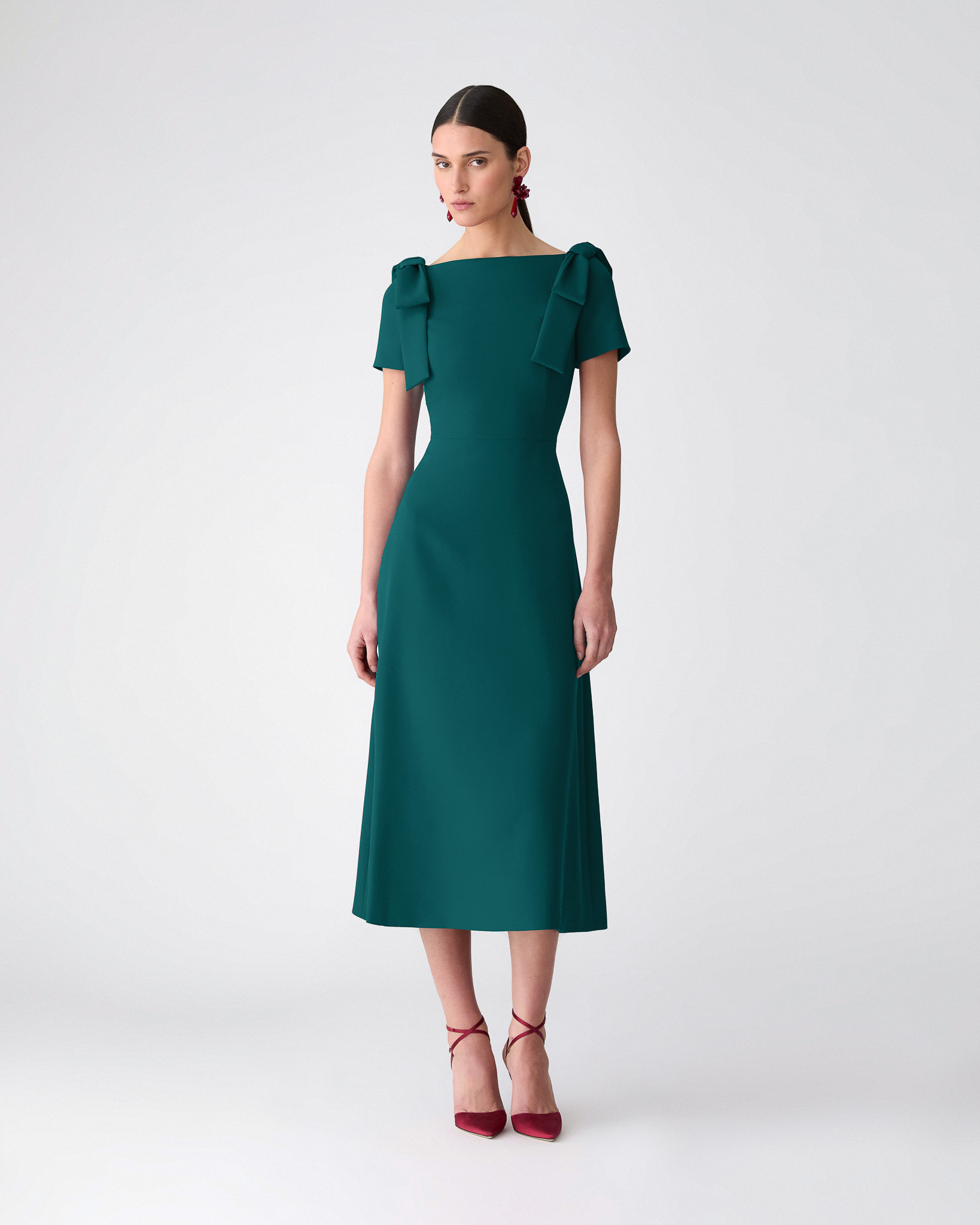 Bow-Shoulder Midi Dress - 2