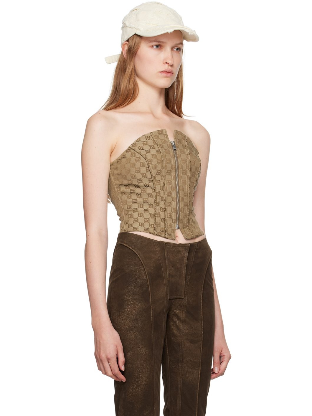 Beige Jacquard Monogram Top - 2