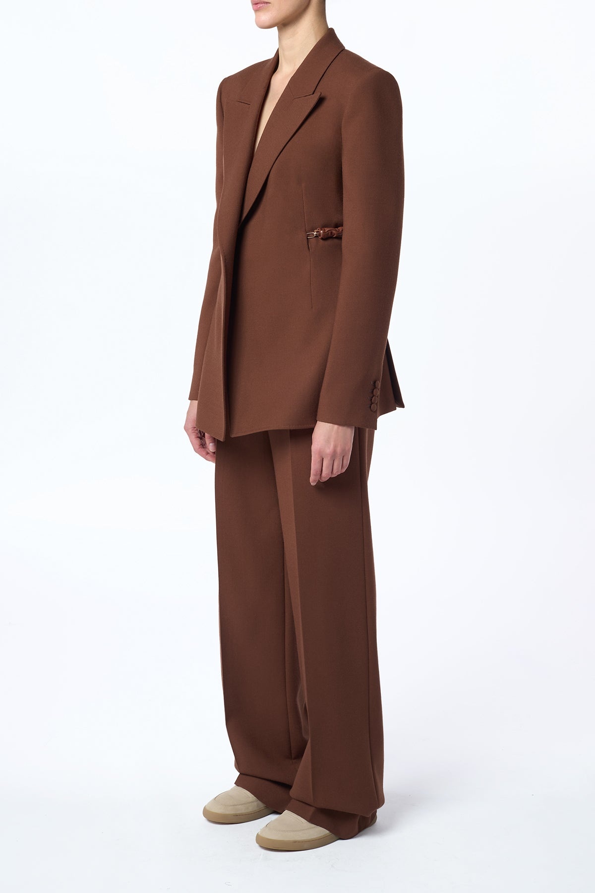 Epona Chain Blazer in Cognac Recycled Virgin Wool - 4