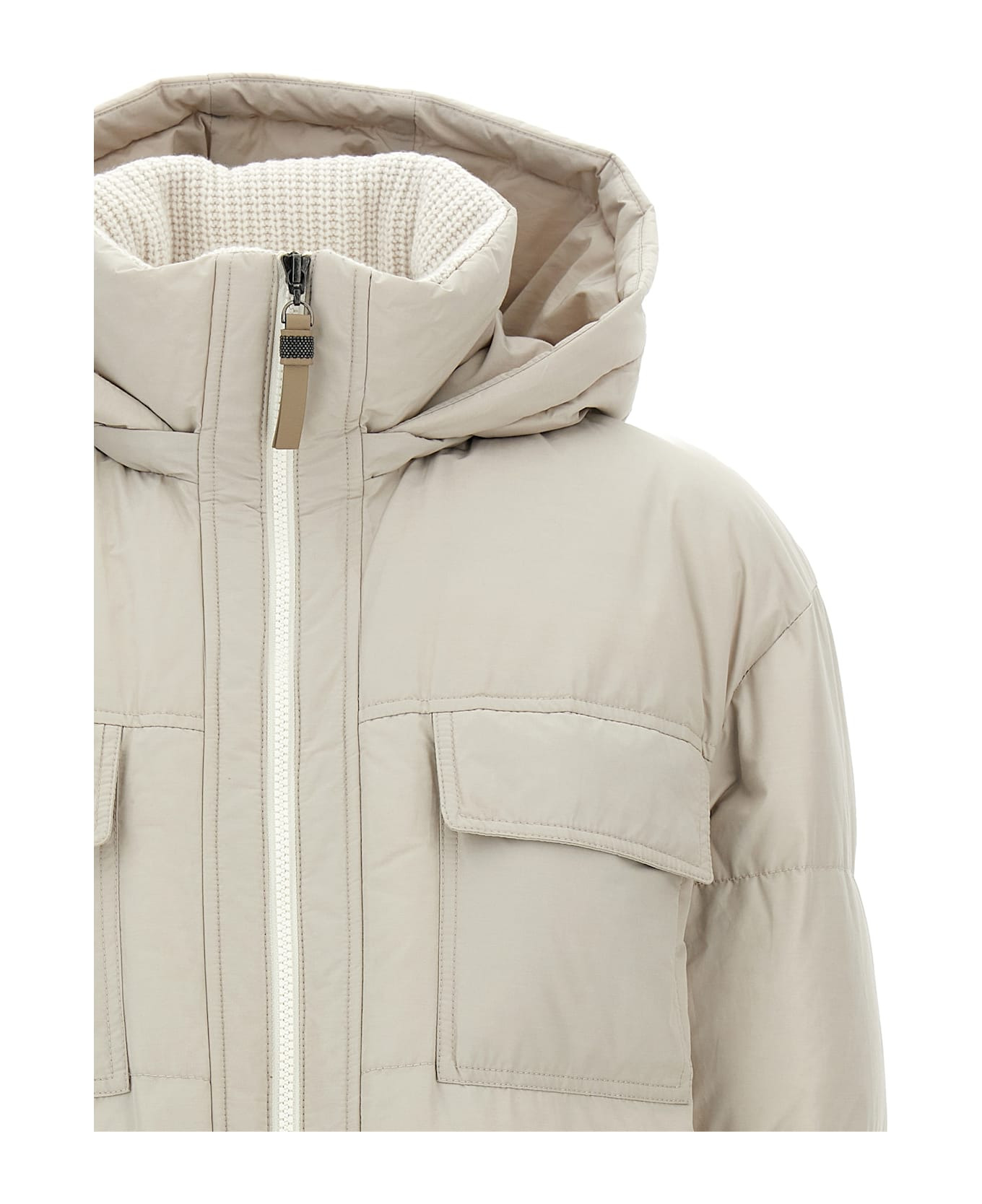 Knitted Neck Down Jacket - 4