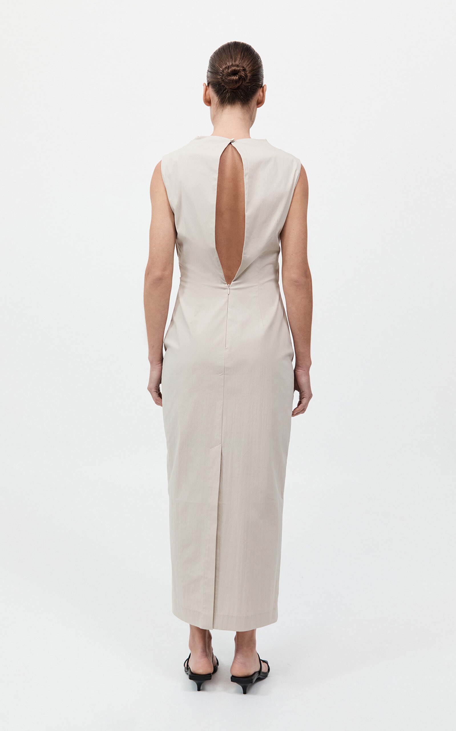 Ruched Cotton-Nylon Maxi Dress off-white - 4