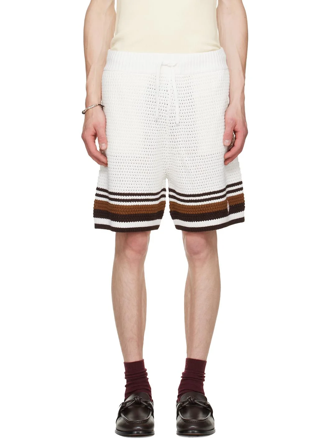 Off-White Tennis Stripe Crochet Shorts - 1