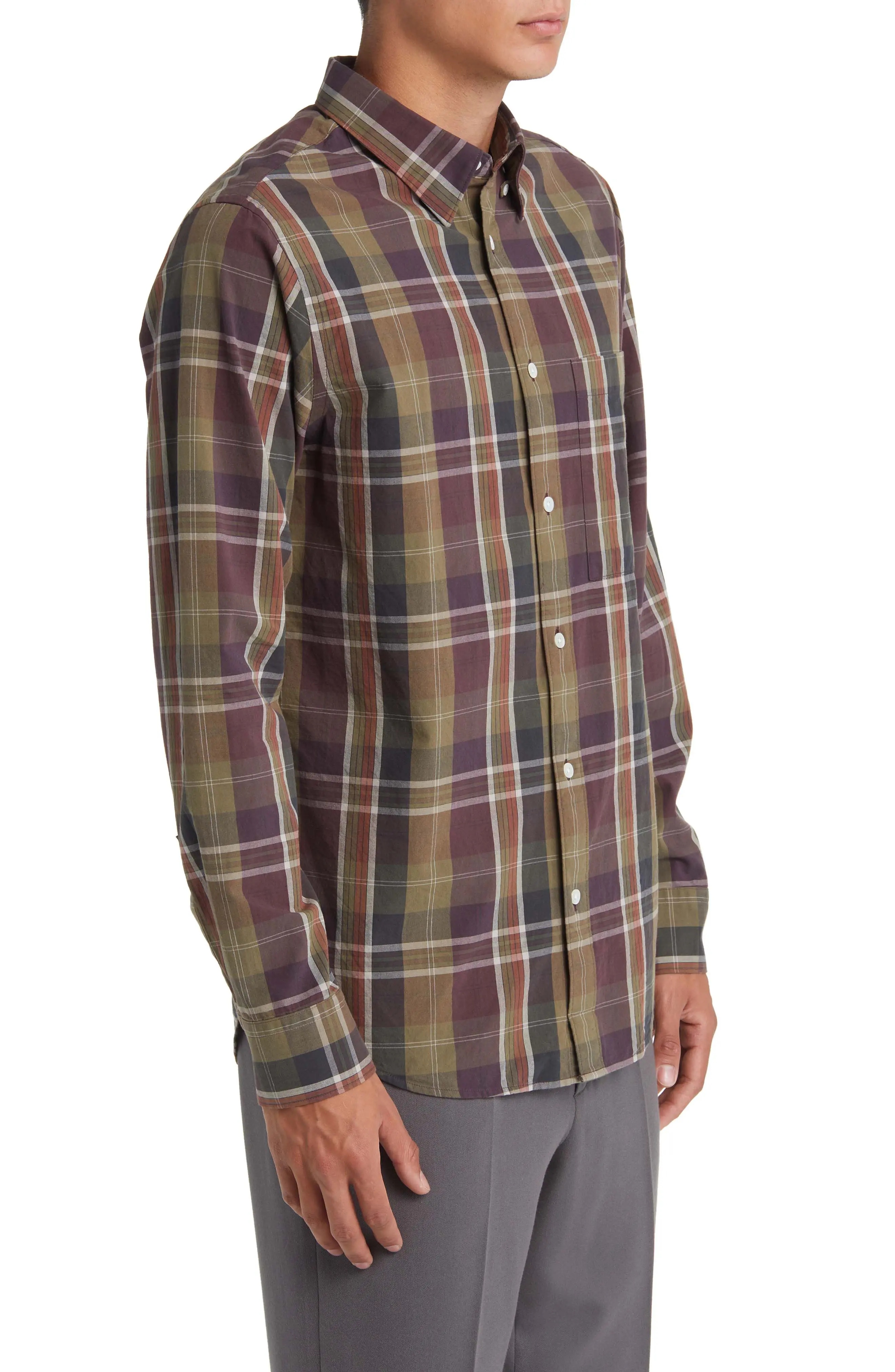 Cohen 5204 Plaid Organic Cotton Poplin Button-Up Shirt - 4