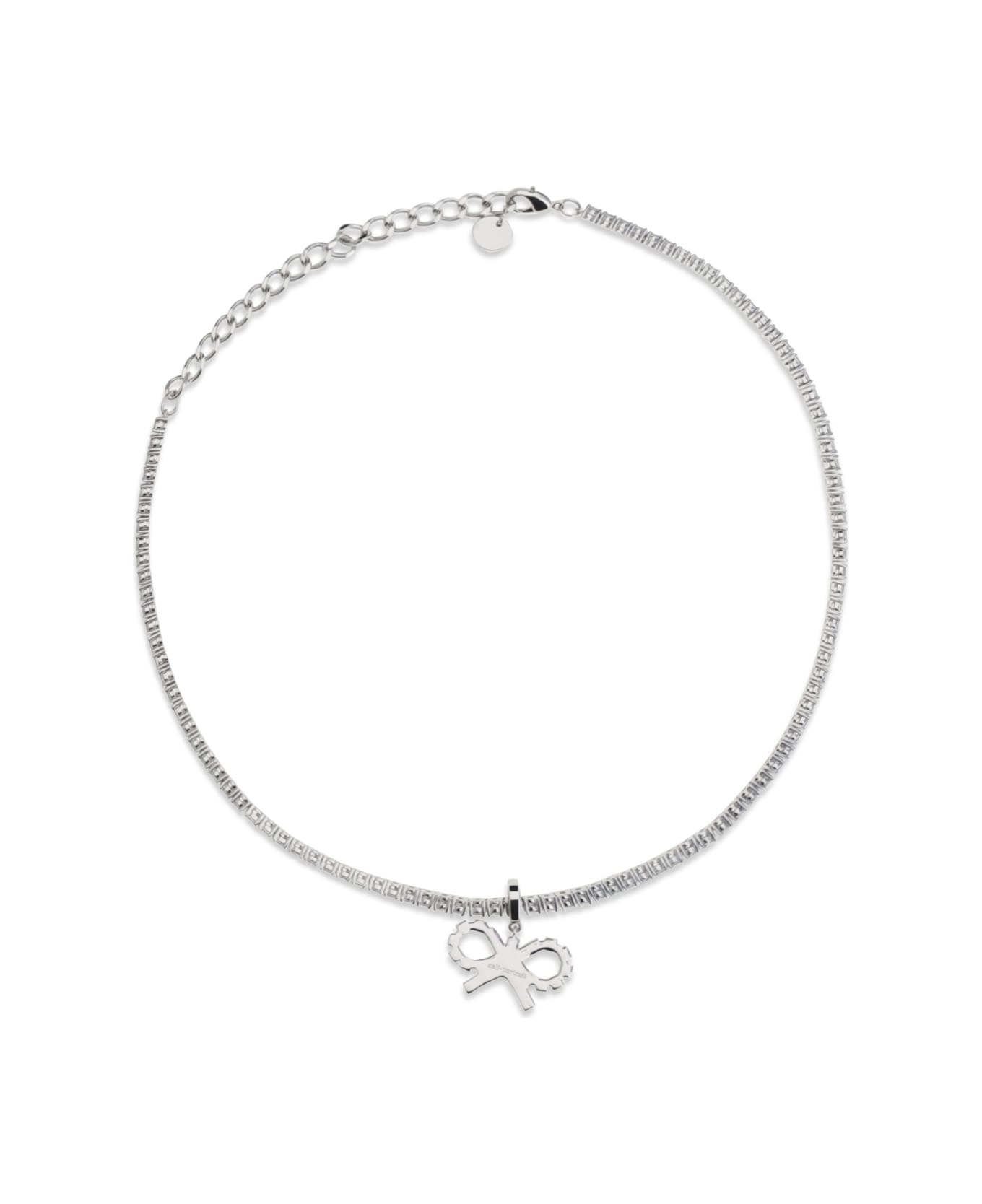 Tennis Necklace With Bow Pendant - 2