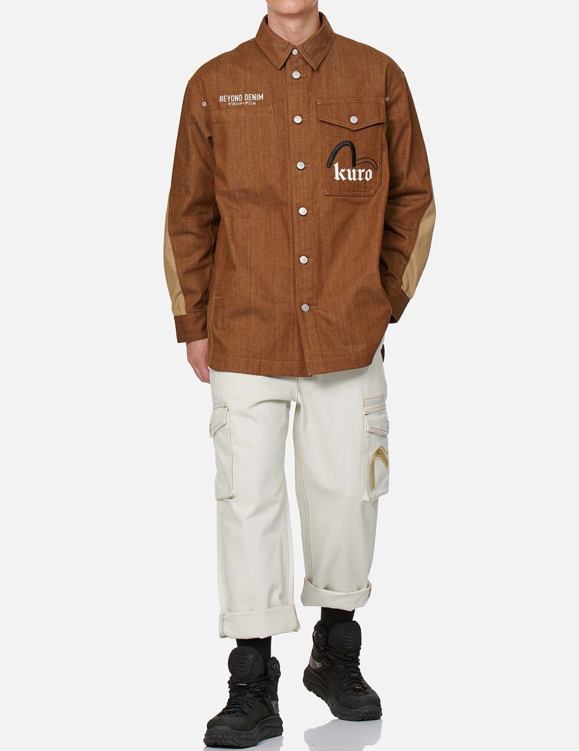 Sashiko Logo Embroidered Denim Shirt Jacket - 6