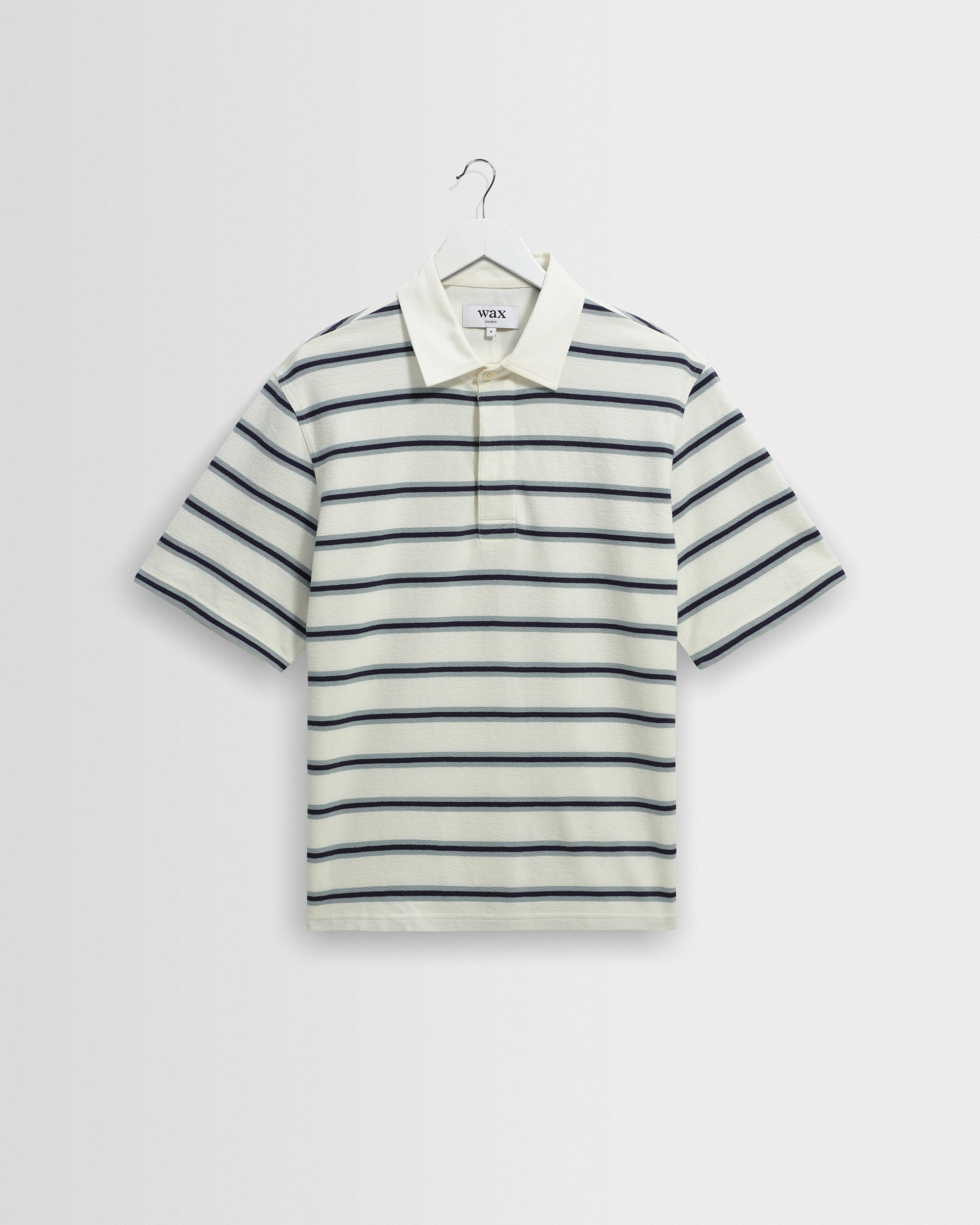 Redman - Ecru Textured Stripe Organic Cotton Polo Shirt - 1
