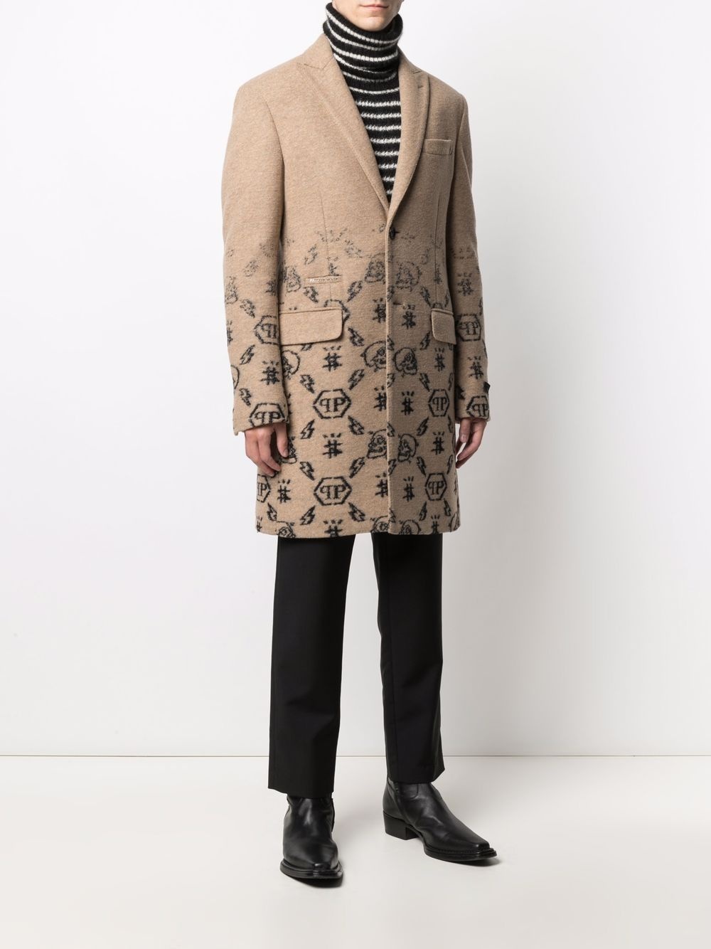 monogram jacquard coat - 3