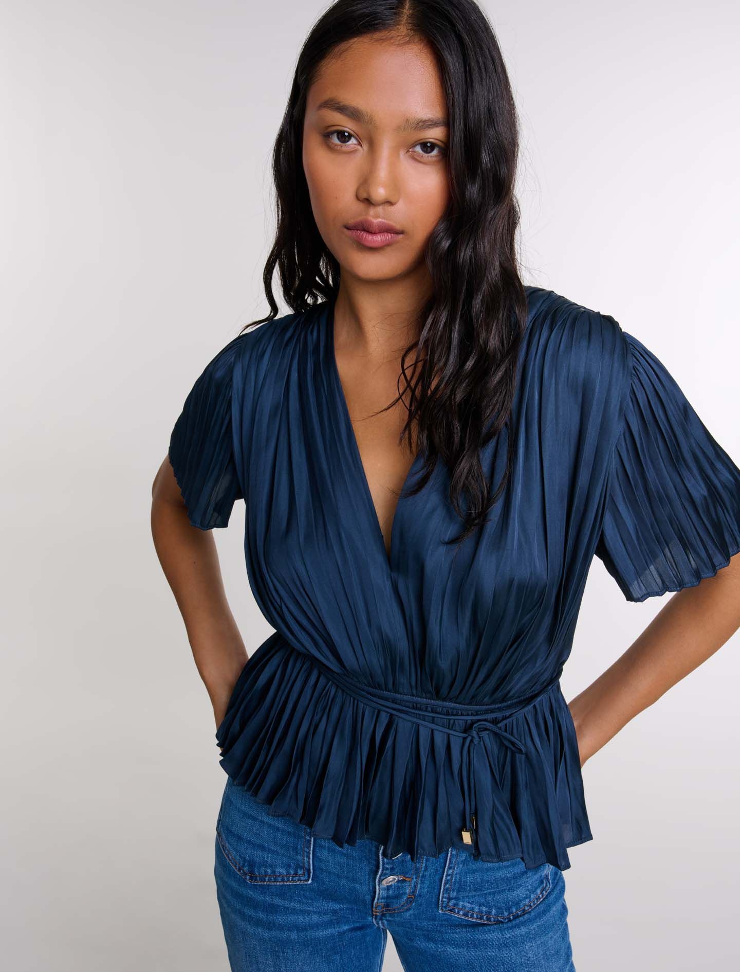 Pleated short-sleeved top - 7