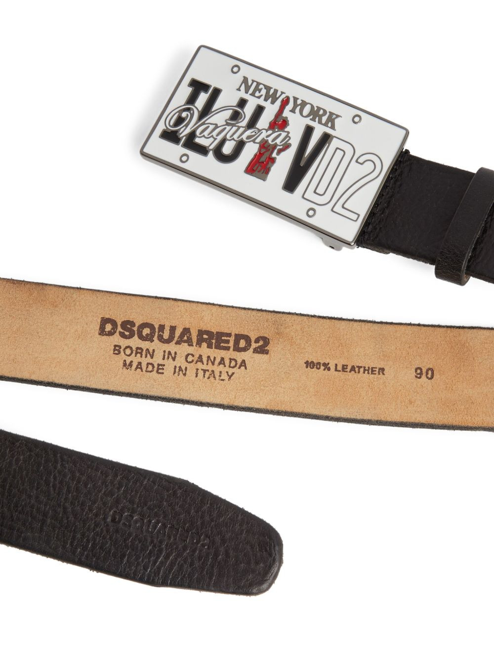 logo-buckle leather belt - 3