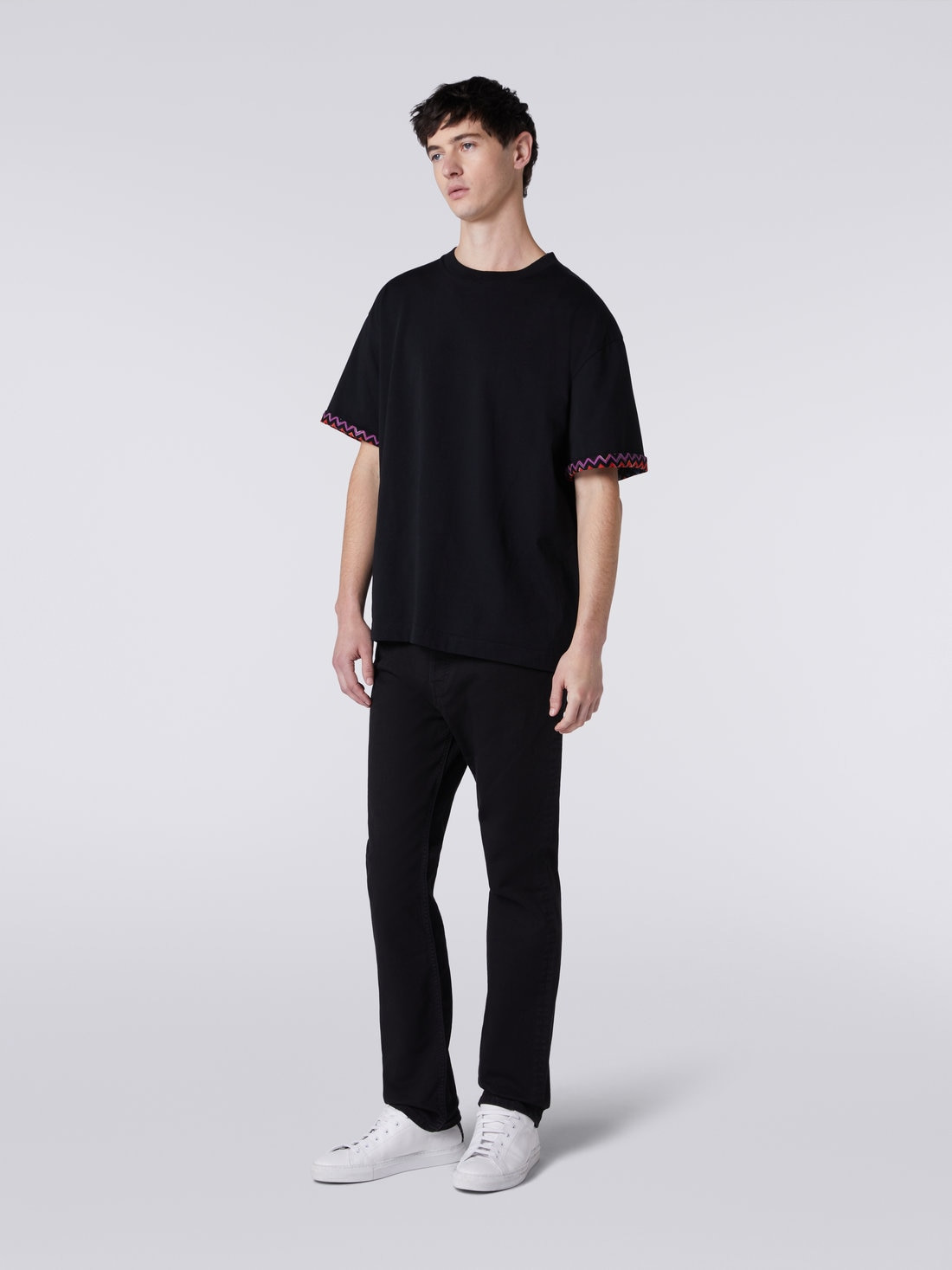 Cotton jersey T-shirt with zigzag turn-ups - 3