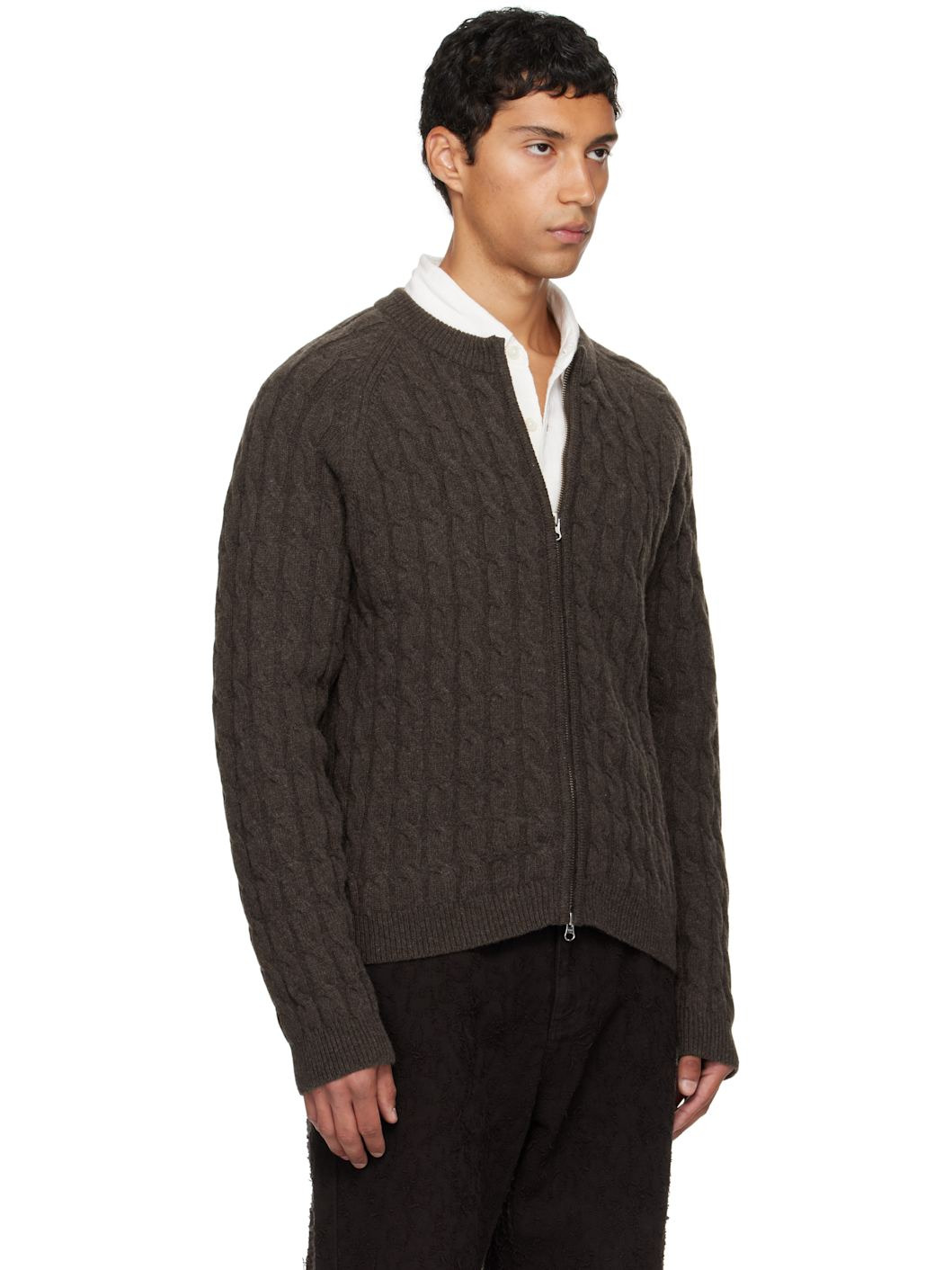 Brown Editor Zip Sweater - 2