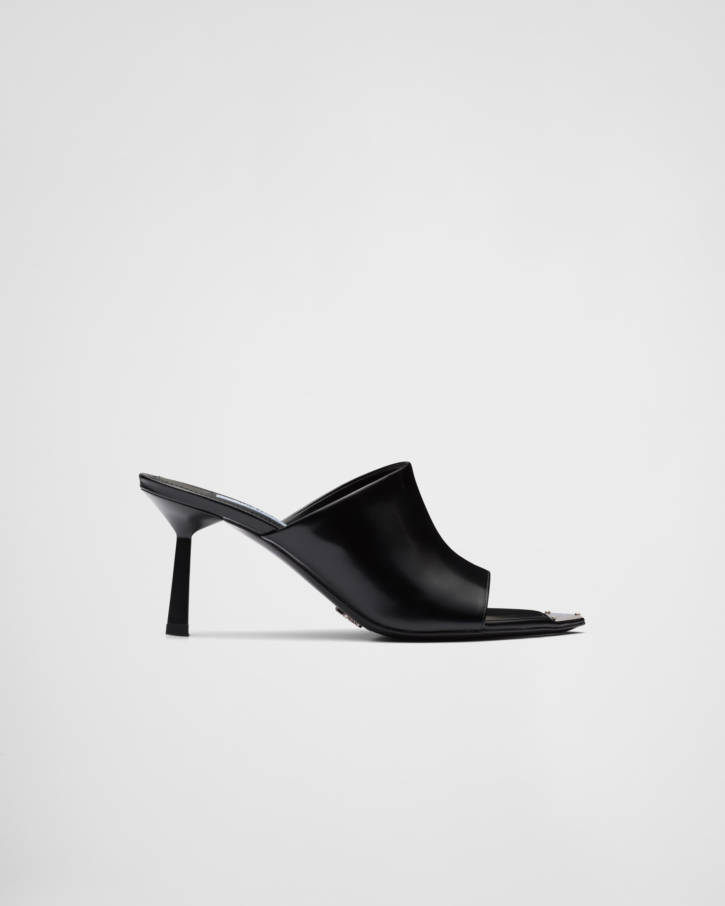 Brushed leather high-heel slides - 2