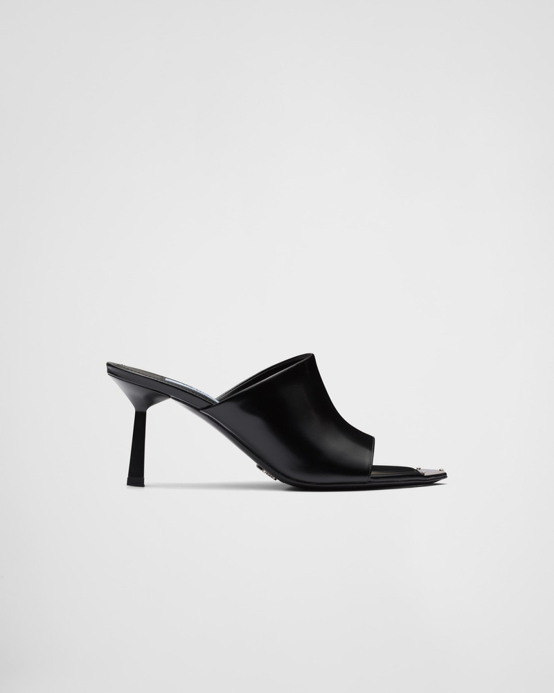 Prada Brushed leather high-heel slides outlook