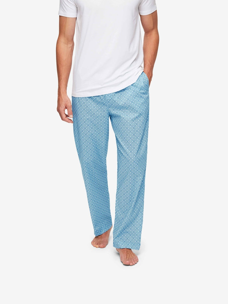 Derek Rose Men's Lounge Trousers Ledbury 56 Cotton Batiste Blue outlook