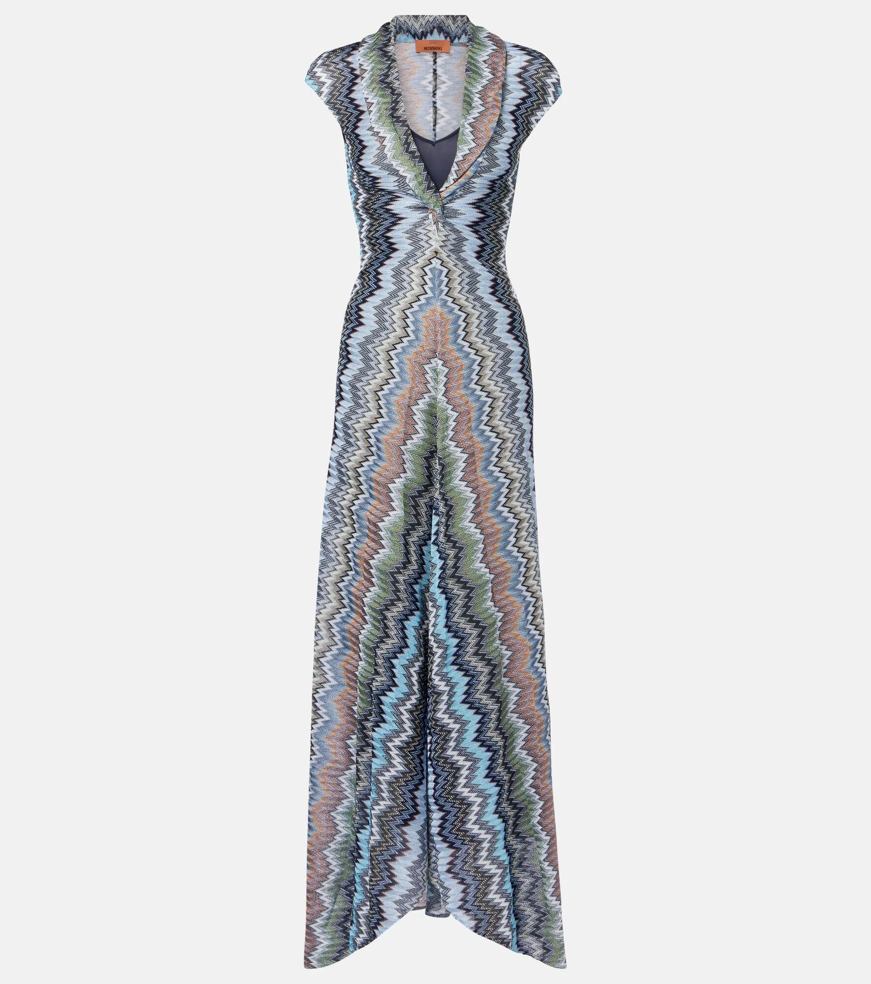 Gathered asymmetric lamé maxi dress - 1