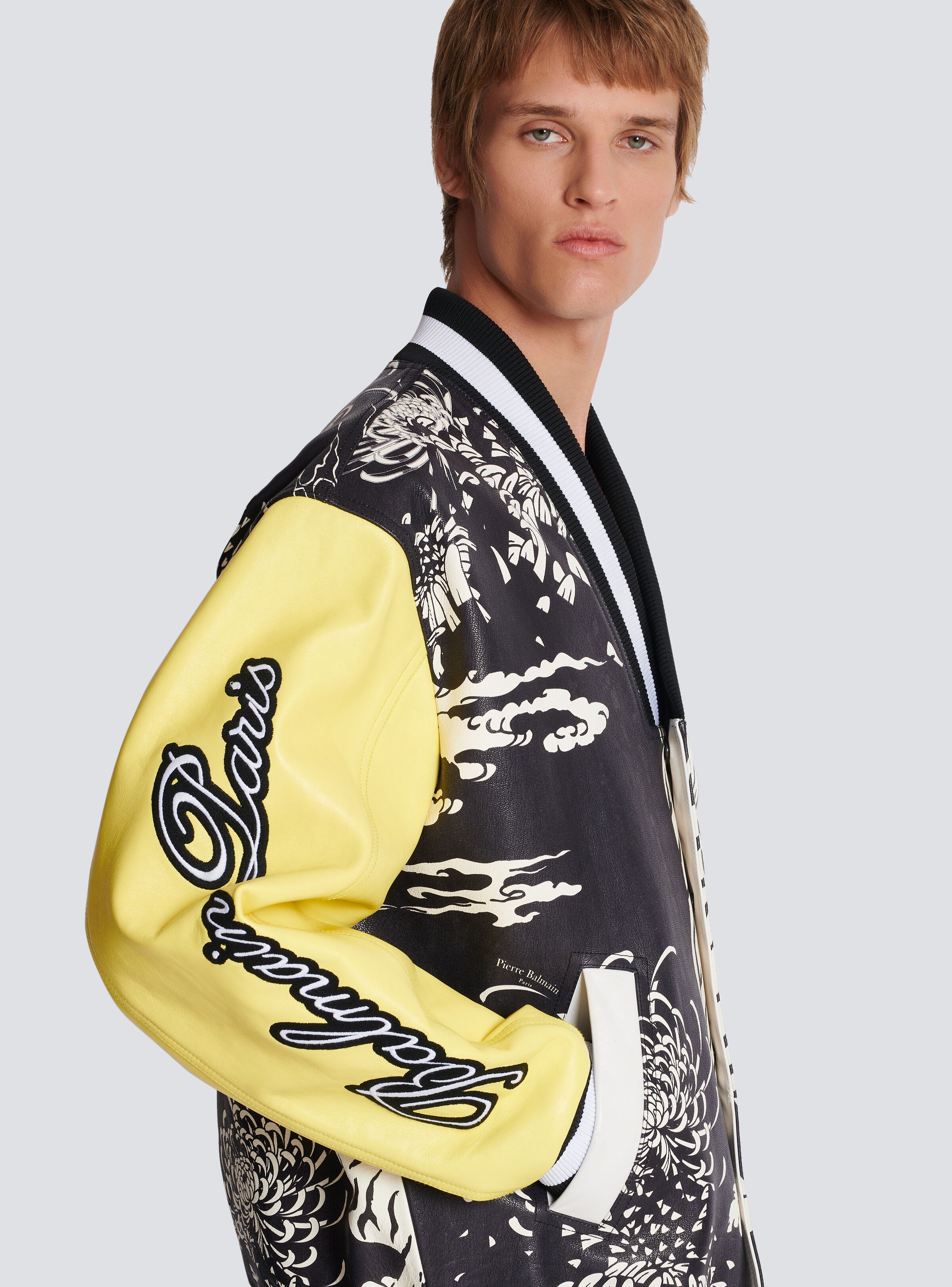 Leather varsity jacket with Tiger print - 7