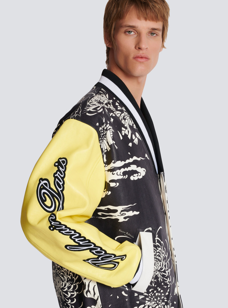 Leather varsity jacket with Tiger print 7