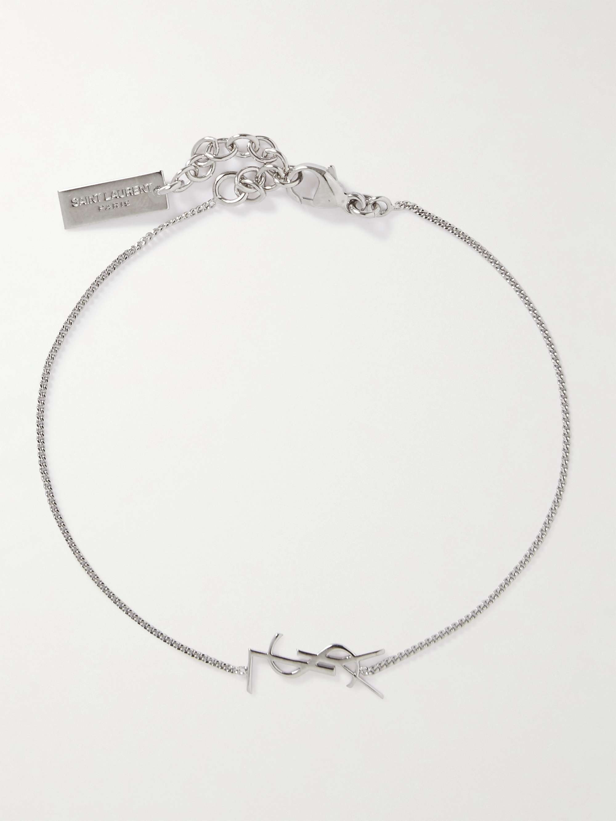 Saint Laurent Women Logo-Detailed Silver-Tone Chain Bracelet - 1