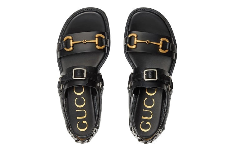 (WMNS) Gucci Sandal With Horsebit 'Black' 700051-DS8R0-1000 - 3