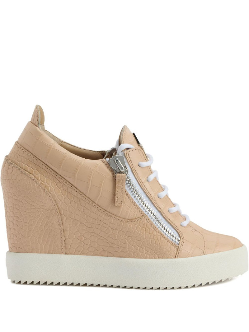 Addy crocodile-effect wedge sneakers 1