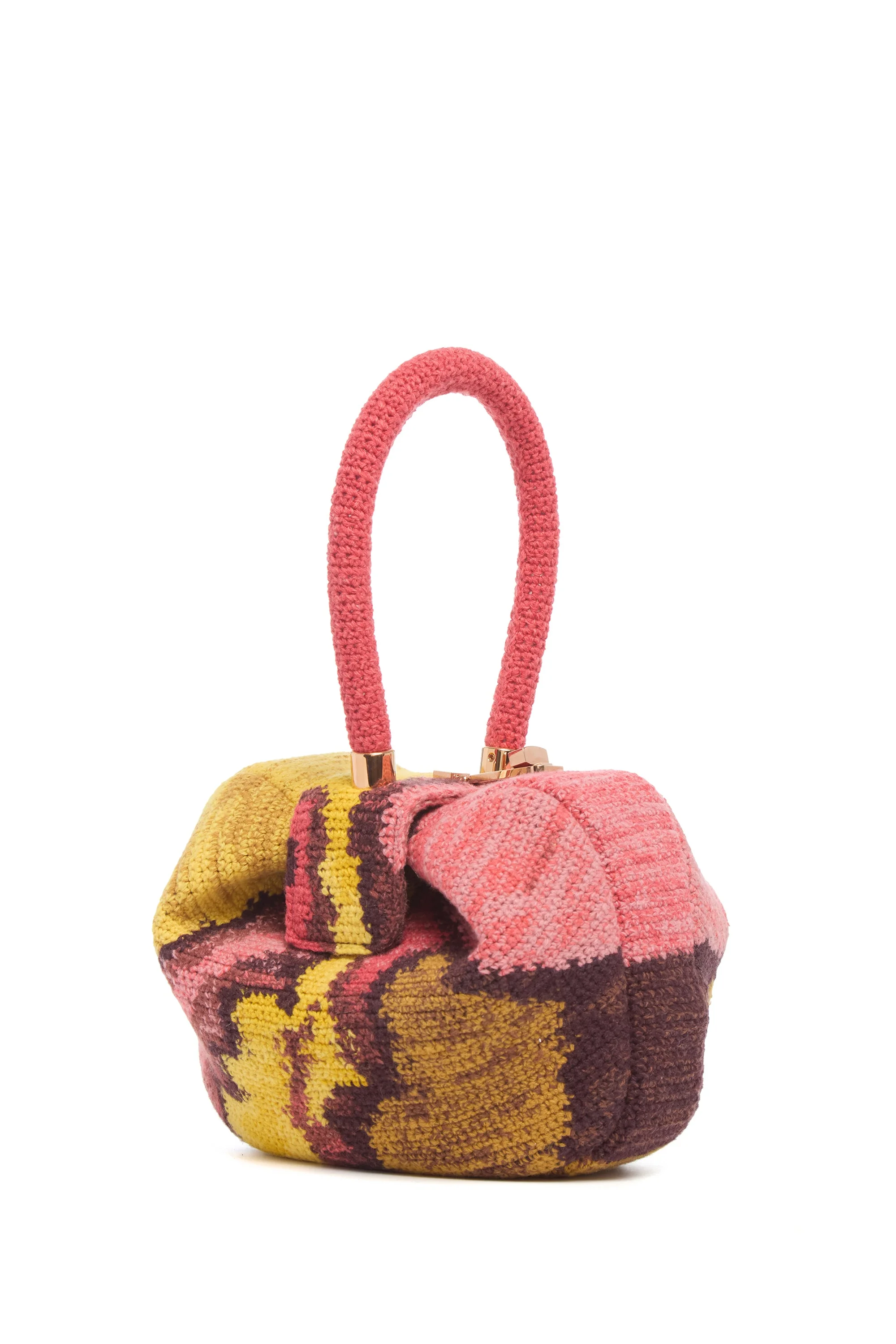 Nina Bag in Earth Multi Crochet Cashmere - 1