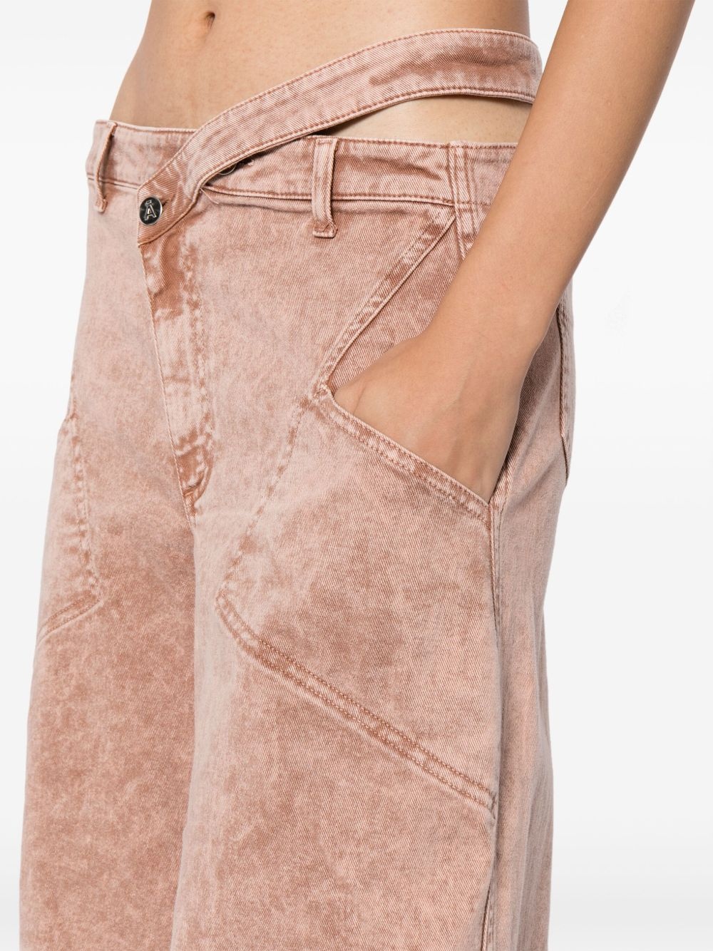 asymmetric-waistband wide-leg jeans - 5