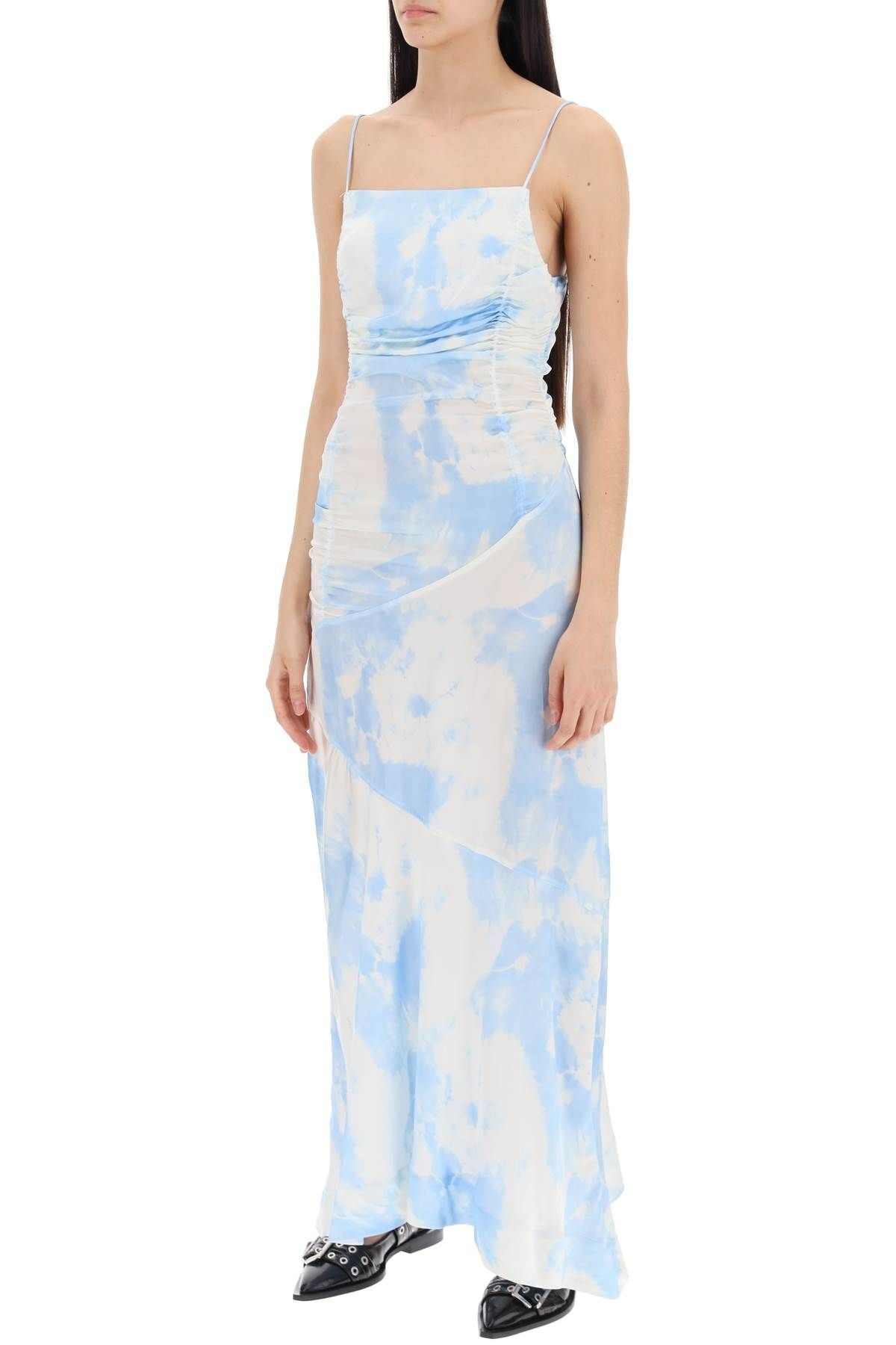 MAXI PRINTED TIE-DYE SATIN DRESS WITH R - 5