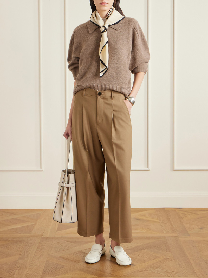 MARIA McMANUS Cropped Pleated Wool-blend Wide-leg Pants outlook