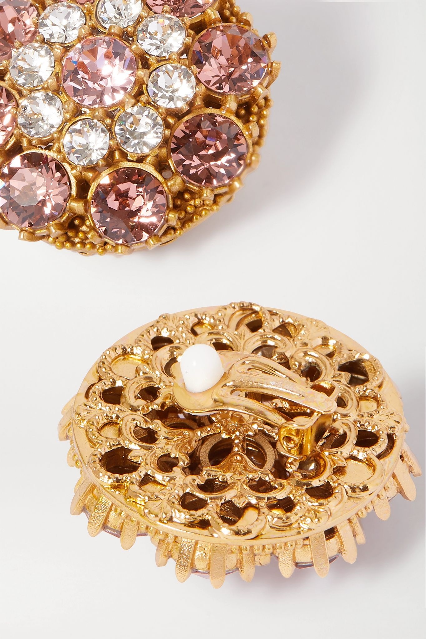 Gold-tone crystal clip earrings - 3