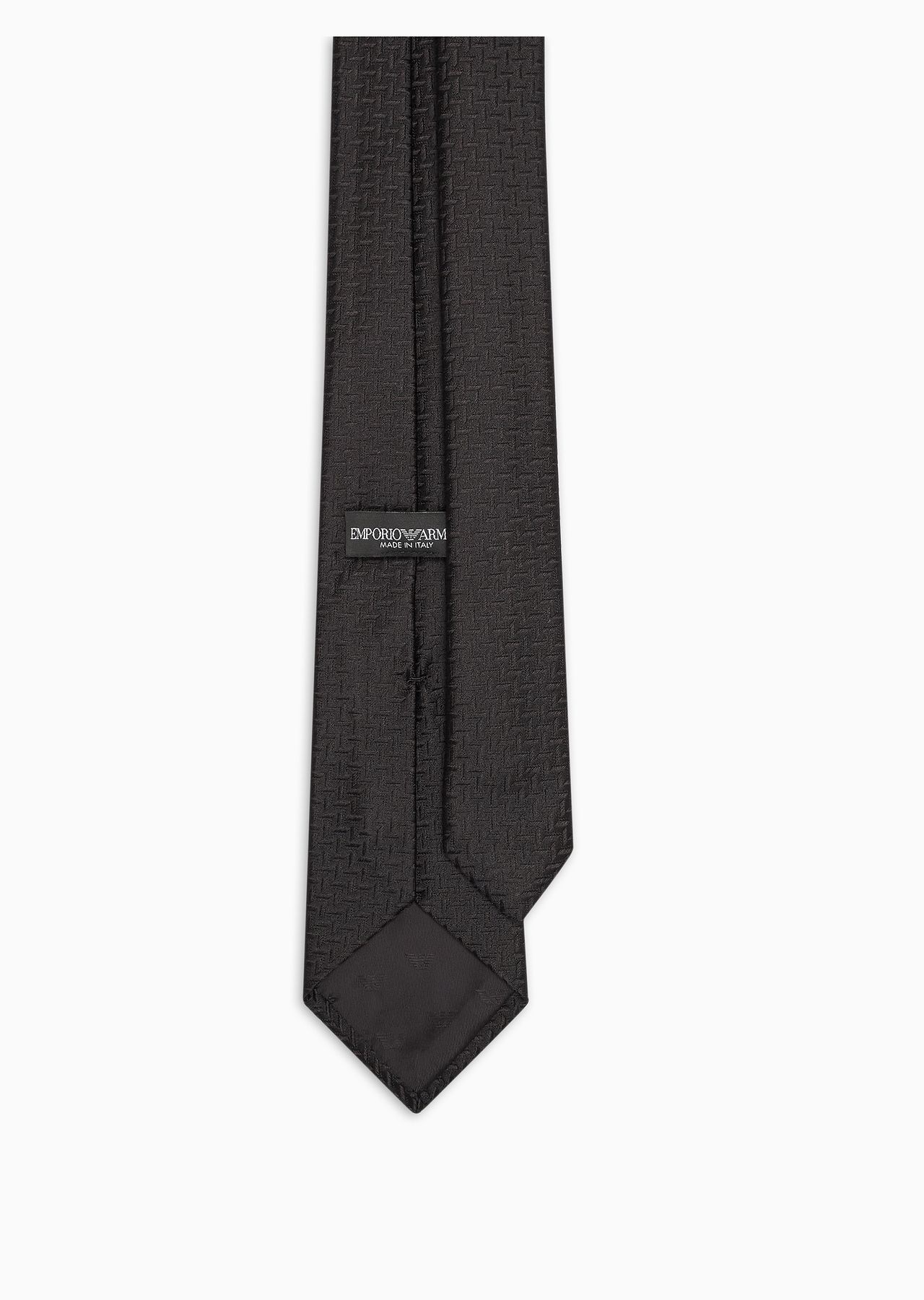 Silk-blend tie with jacquard chevron motif - 3