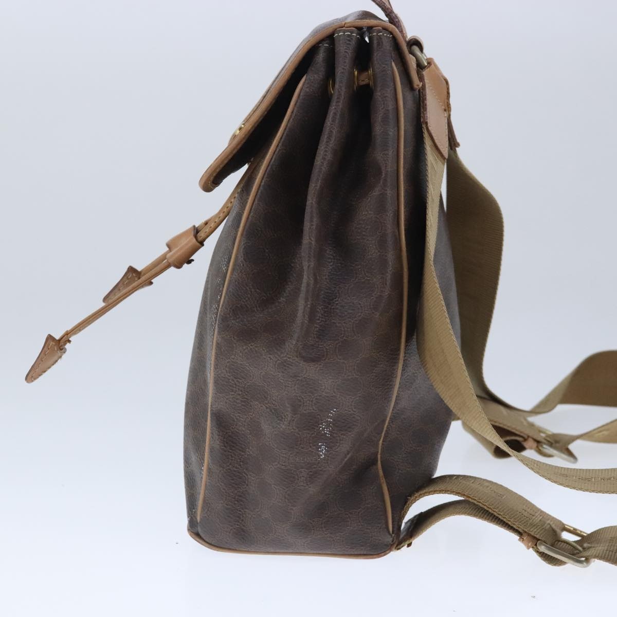 CELINE Macadam Canvas Backpack Pvc Leather Brown Gold - 4
