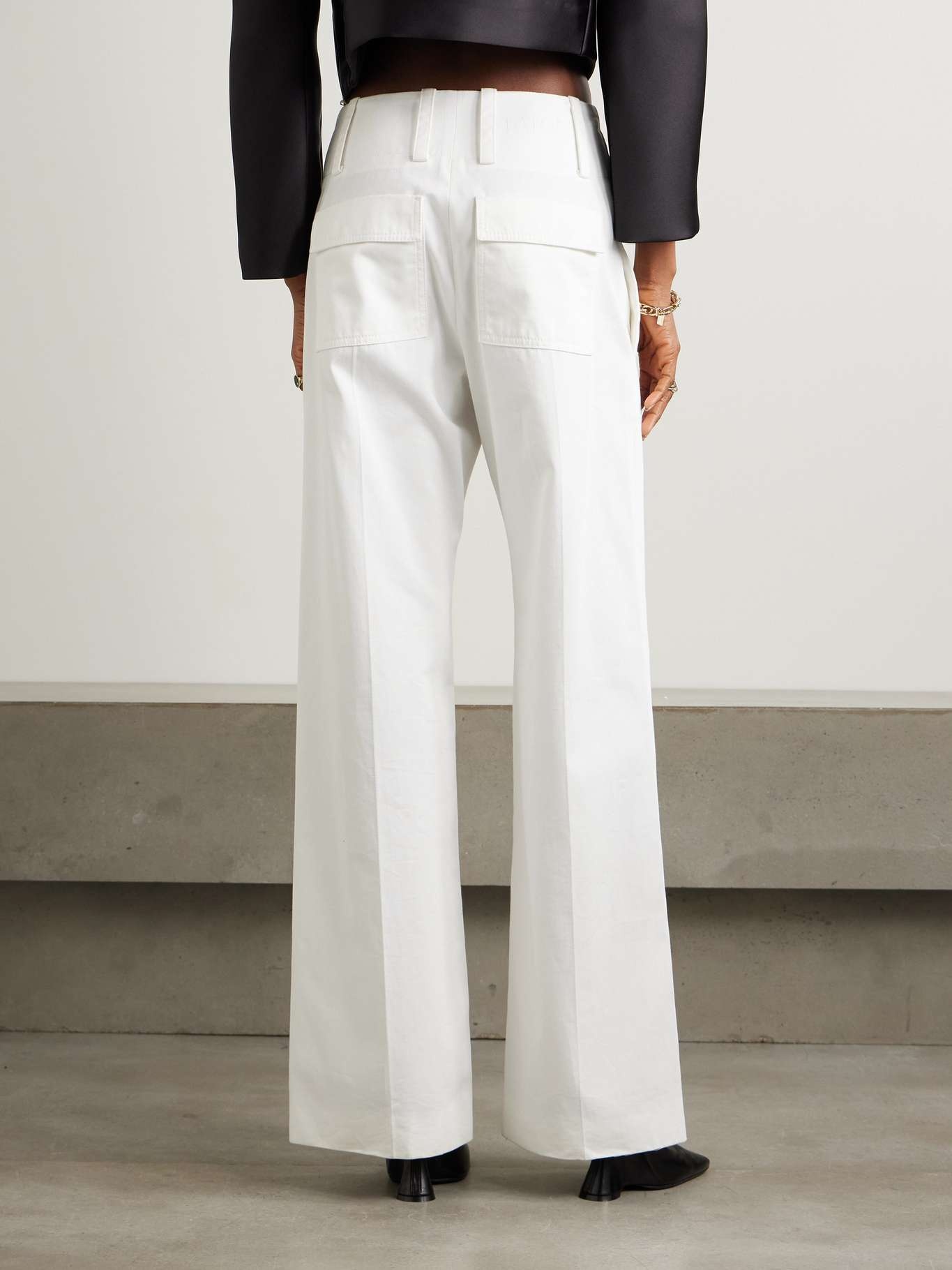 Embroidered cotton-twill straight-leg pants - 4