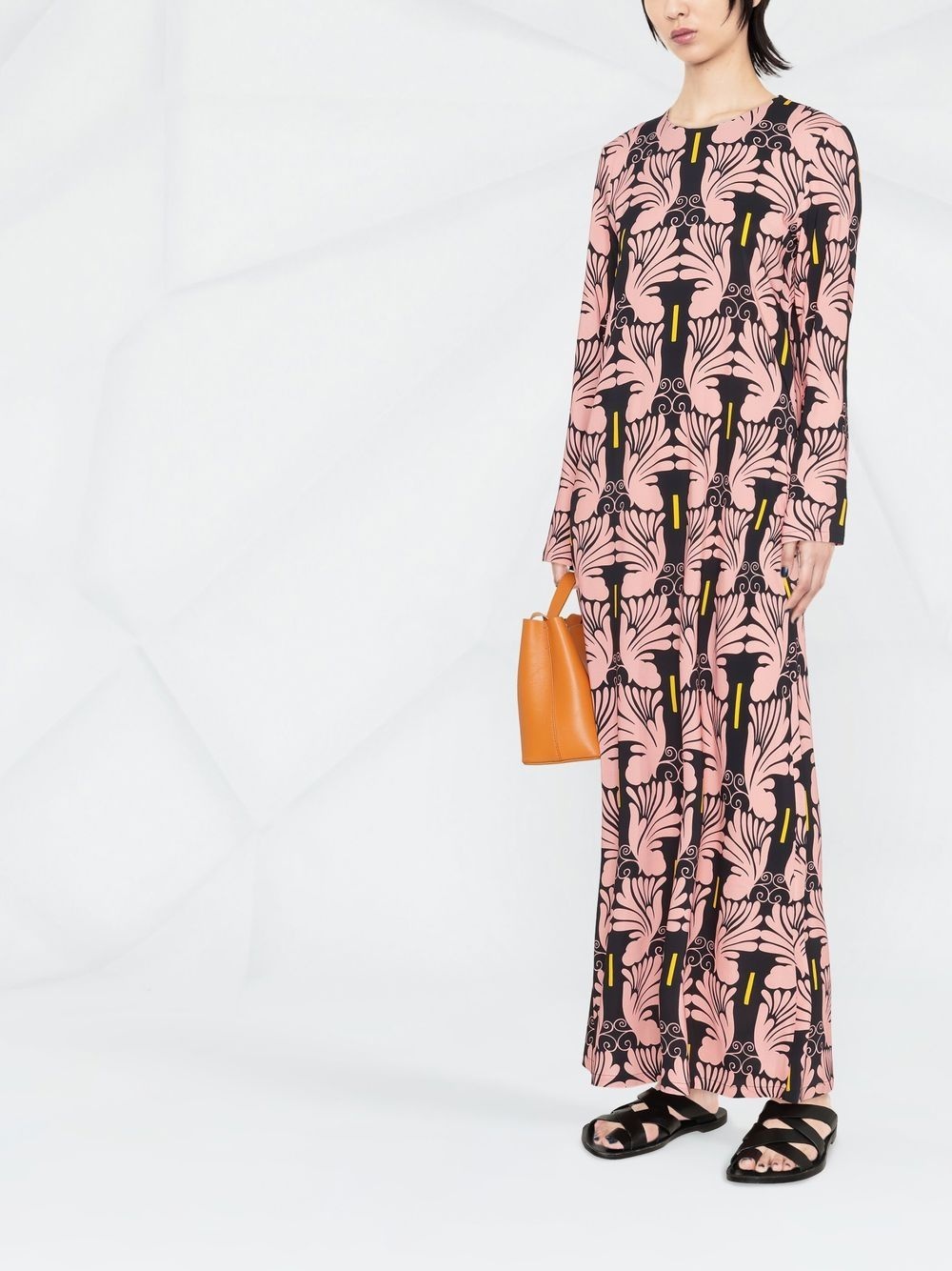 graphic-print long-sleeved maxi dress - 2