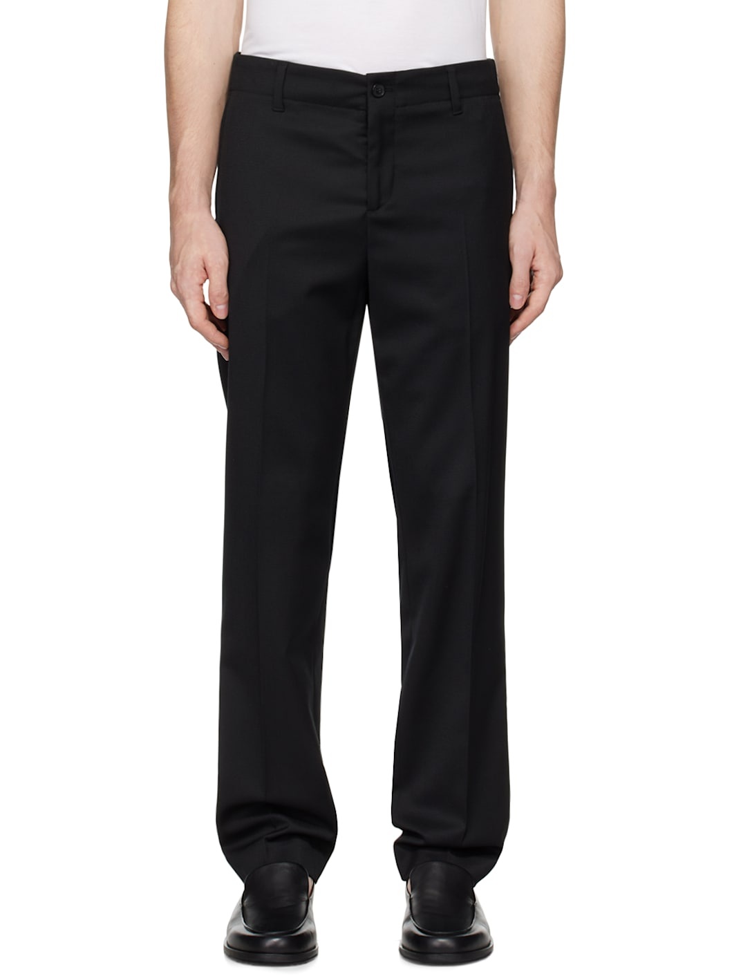 Black Elastic Waist Tailored Trousers - 1