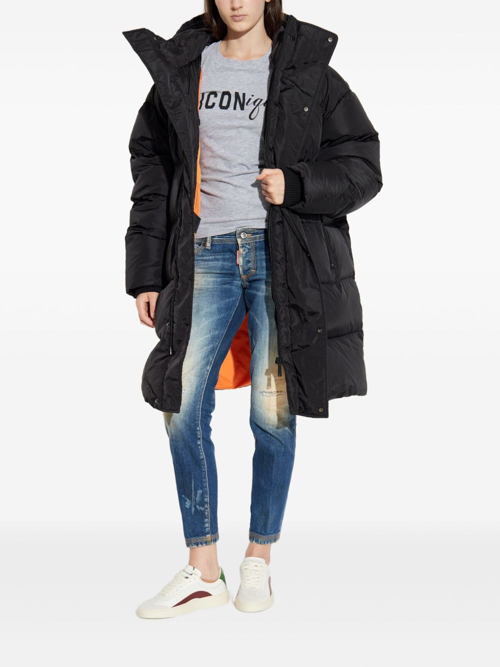 hooded quilted coat - 2