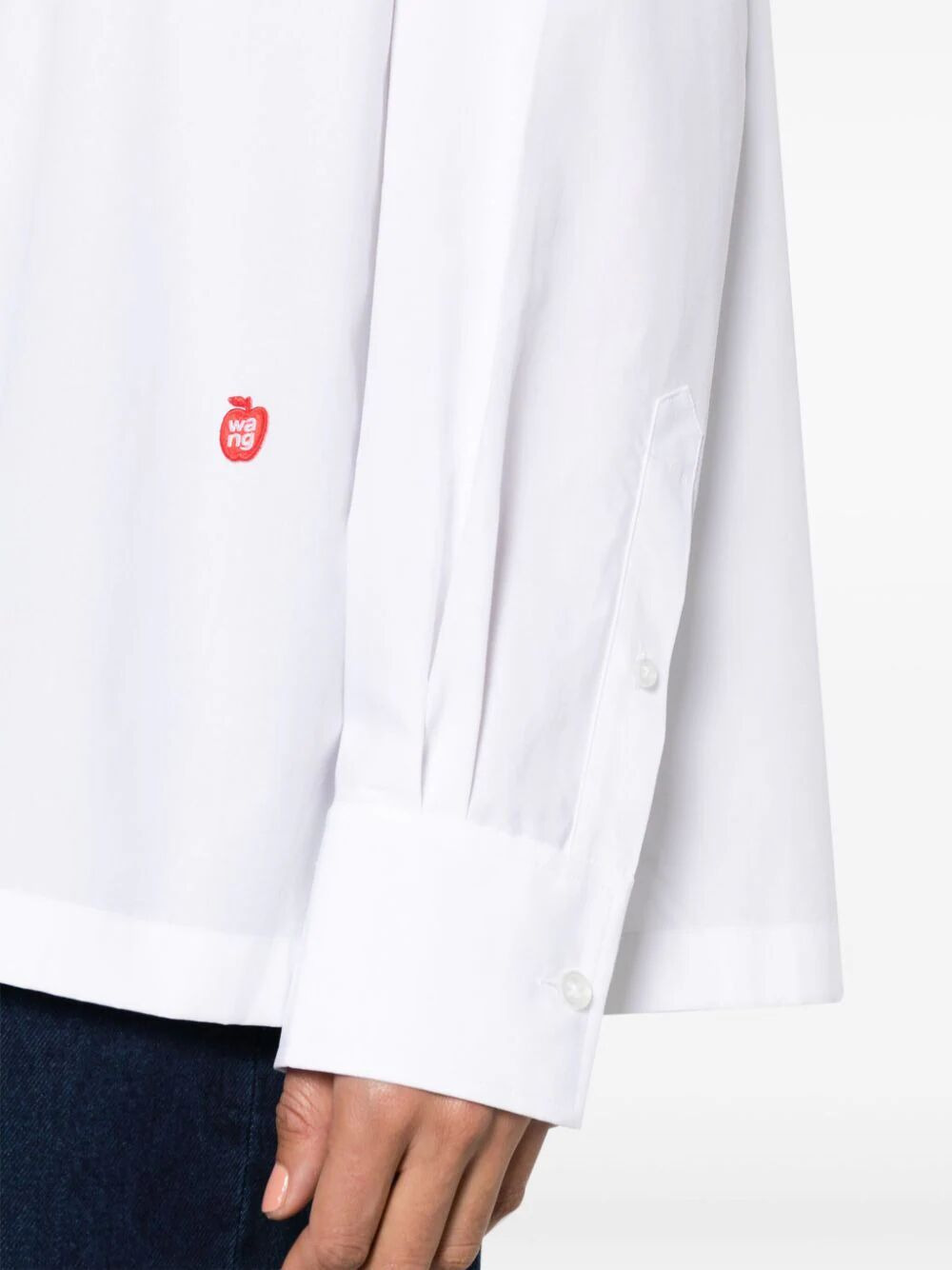 Alexander Wang Women Button Up Long Sleeve Shirt With Logo Apple Patch - 7