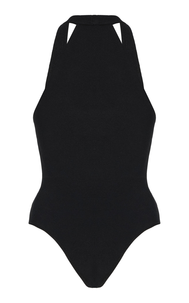 BRANDON MAXWELL The Dahlia Knit Bodysuit black outlook