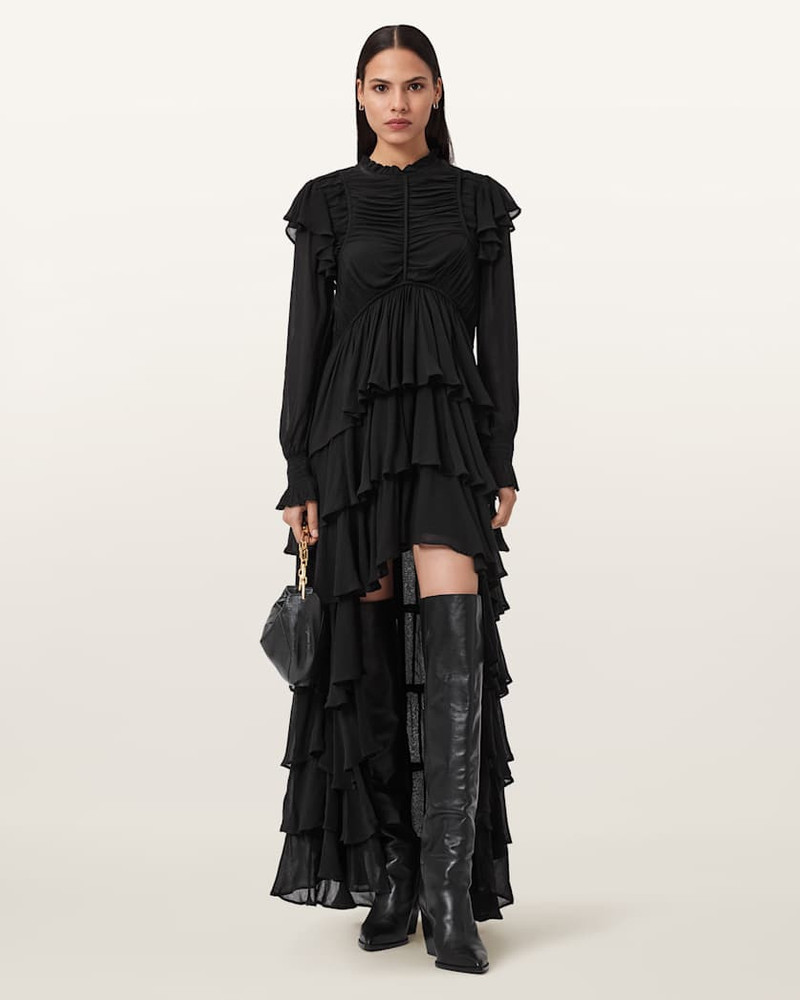 ALLSAINTS LEILA FRILL MAXI DRESS outlook