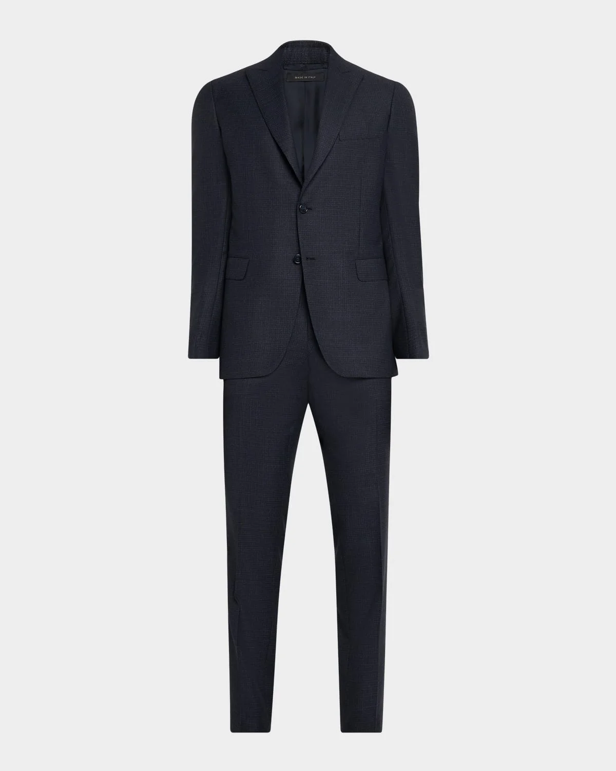 Men's Wool Micro-Plaid Two-Piece Suit - 1