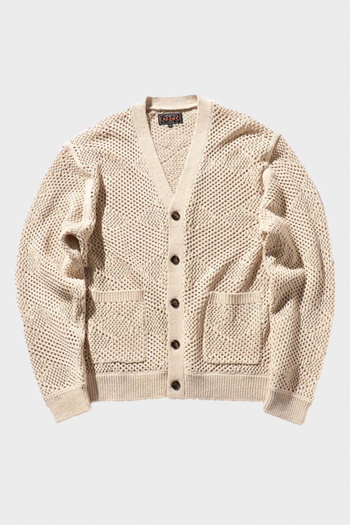 Argyle Mesh Cardigan - Beige - 1