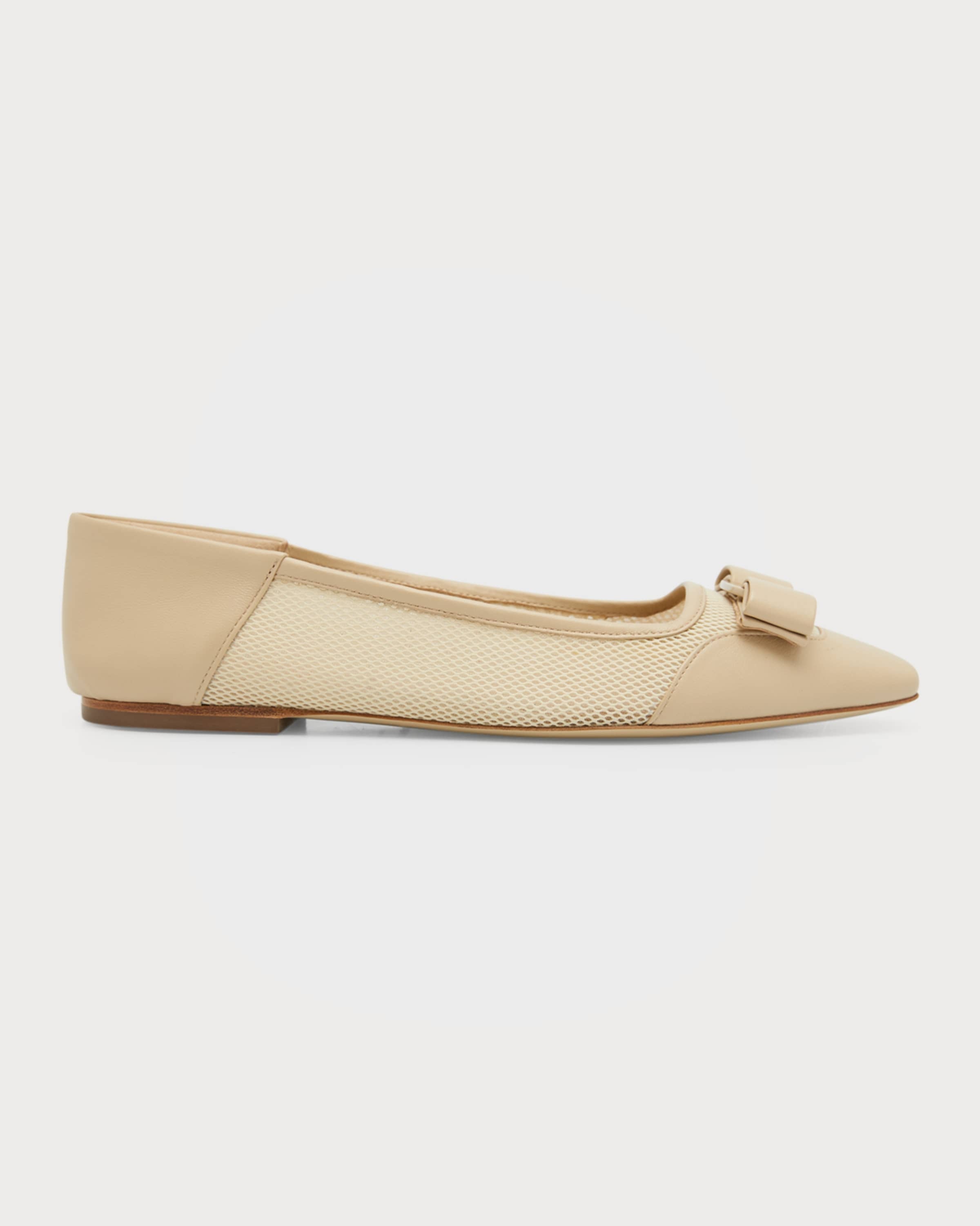 FERRAGAMO Anz Knit Bow Ballerina Flats | neimanmarcus | REVERSIBLE