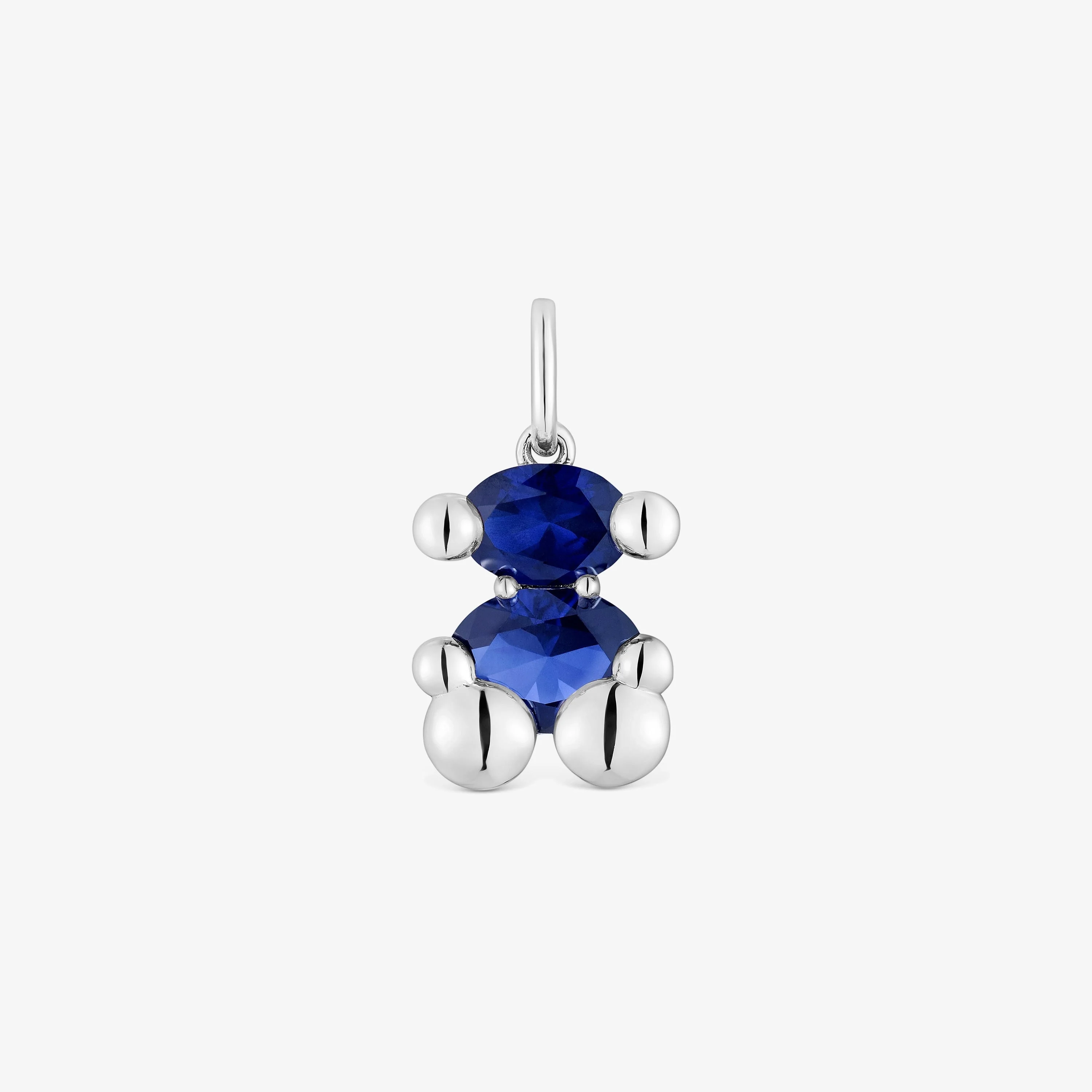 Small silver bear motif Pendant with lab-grown blue sapphire Color Bear LGG - 1