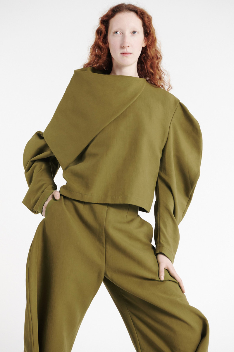 HIGH RISE ROUNDED PANT KHAKI GREEN 7